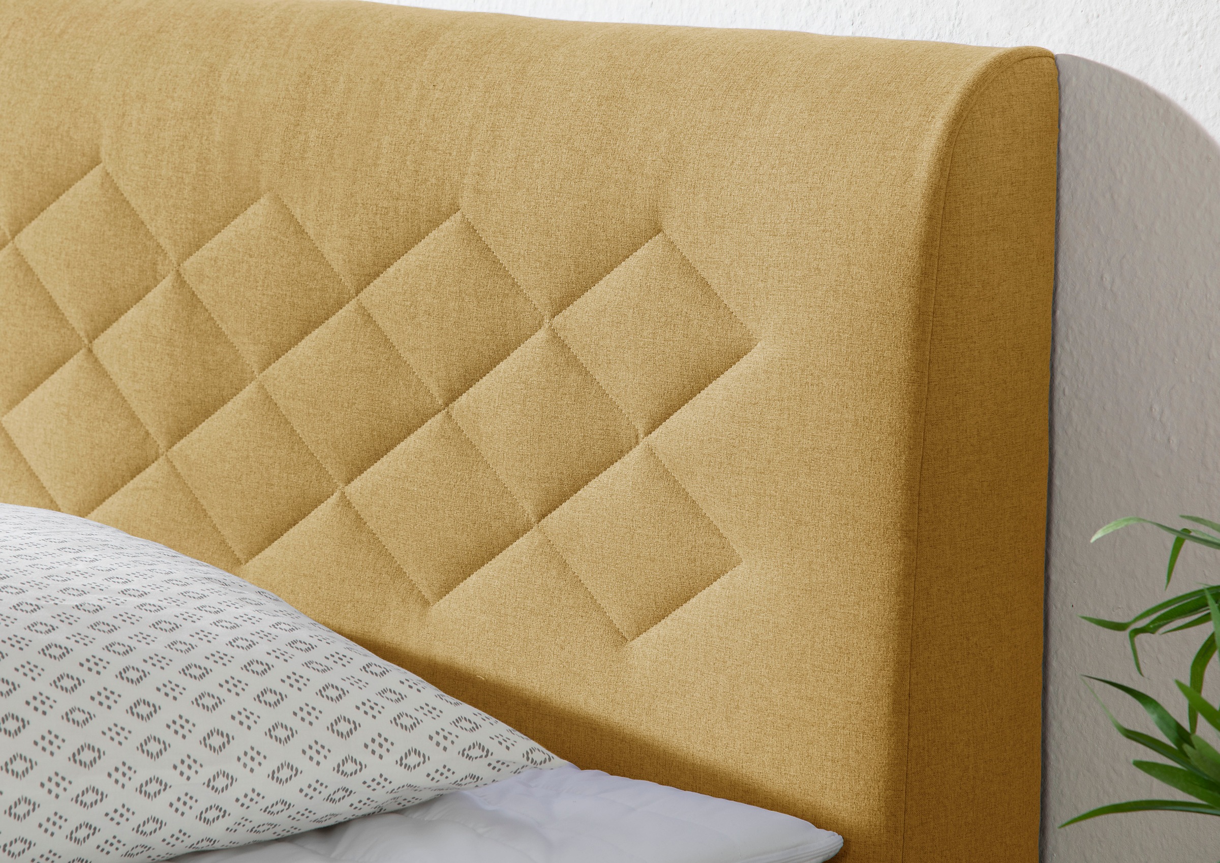 Boxspringbett HOME AFFAIRE "Parla", gelb (curry), L:218cm, 100% Polyester, Komplettbetten, Boxspringbett, incl. Topper, 4 Farben in 4 Breiten, 2 Härtegraden, 3 Matratzenarten 3