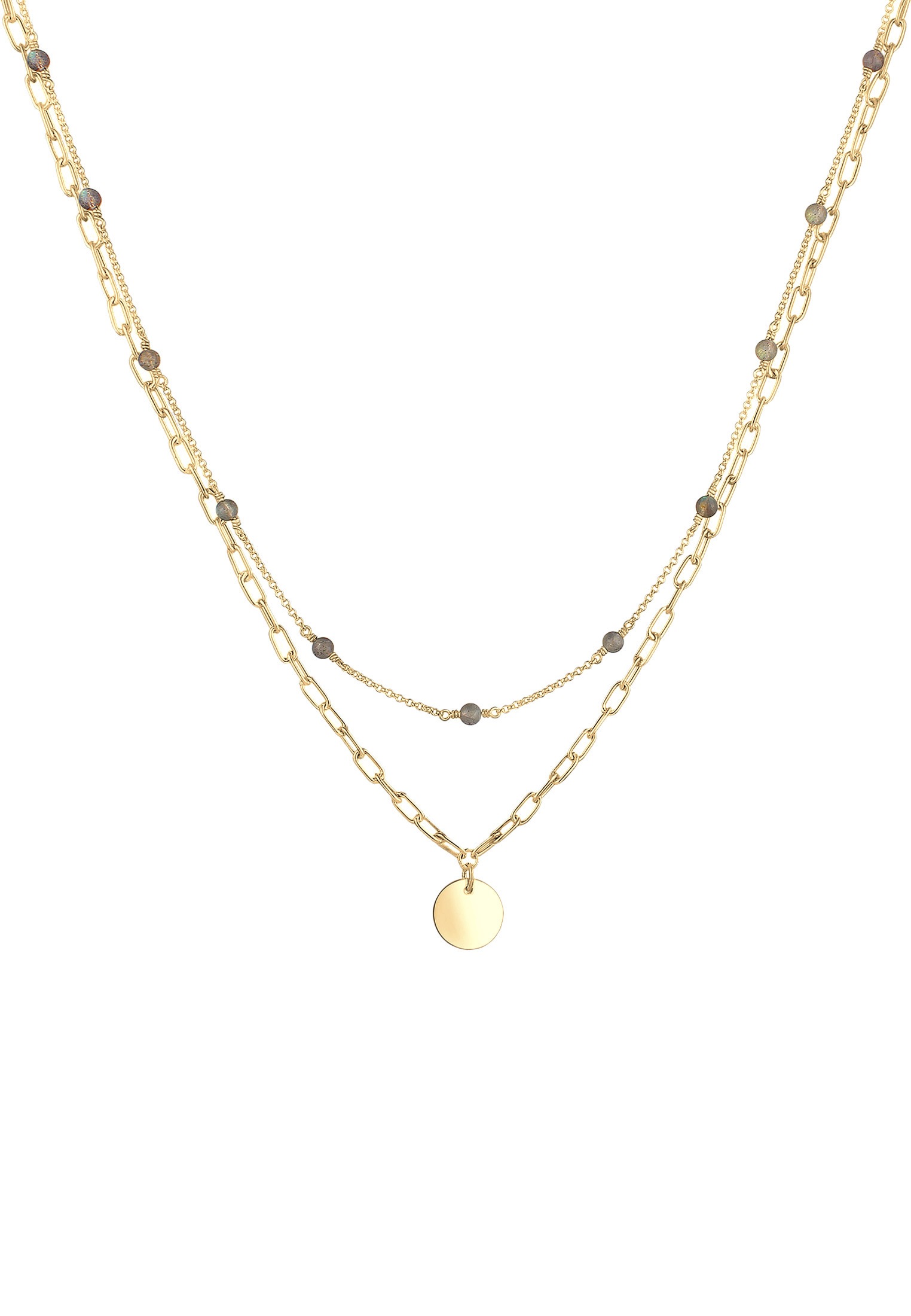 Elli Premium Collierkettchen »Layer Gliederkette Labradorit 925 Sterling Silber«