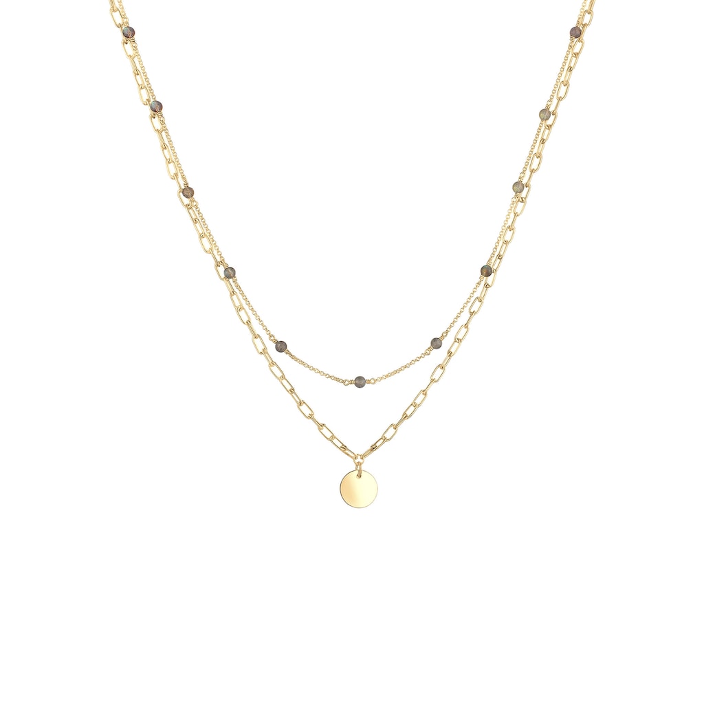 Elli Premium Collierkettchen »Layer Gliederkette Labradorit Stein 925er Silber«