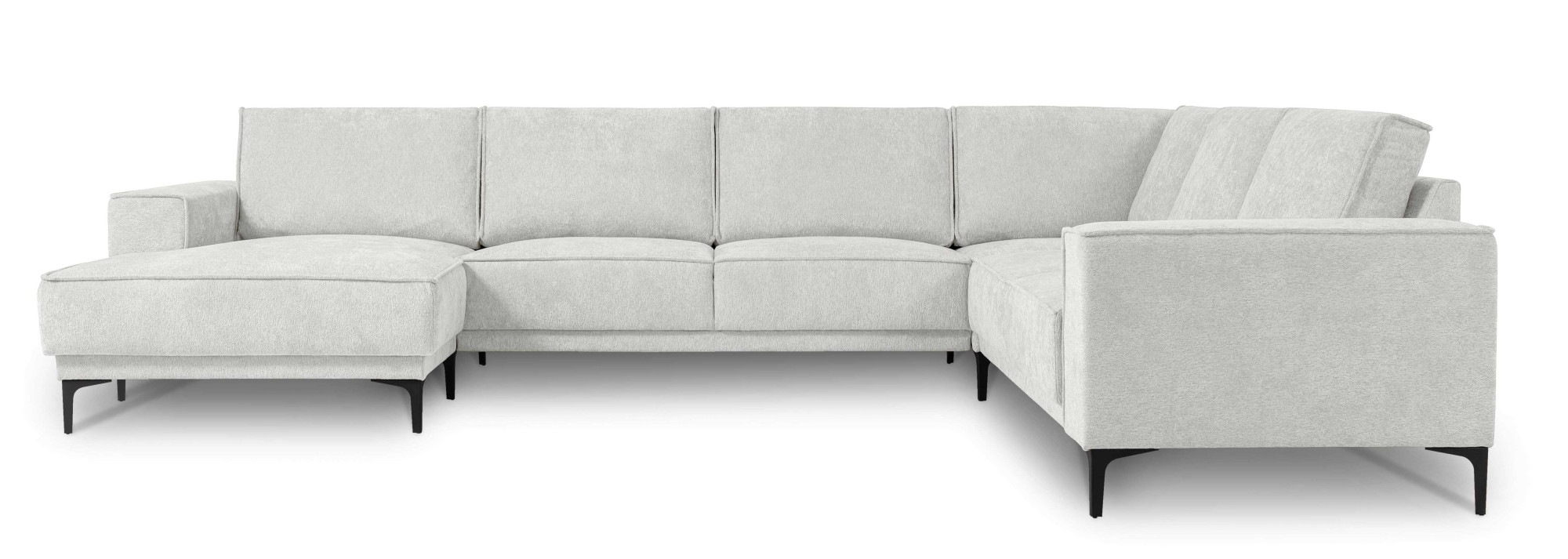 Places of Style Wohnlandschaft »XXL Sofa Oland, Struktur, Flachgewebe, Luxus-Microfaser, Boucle«, U-Form, 342 cm, Wellenunterfederung, Skandi-Design, Metallfüße