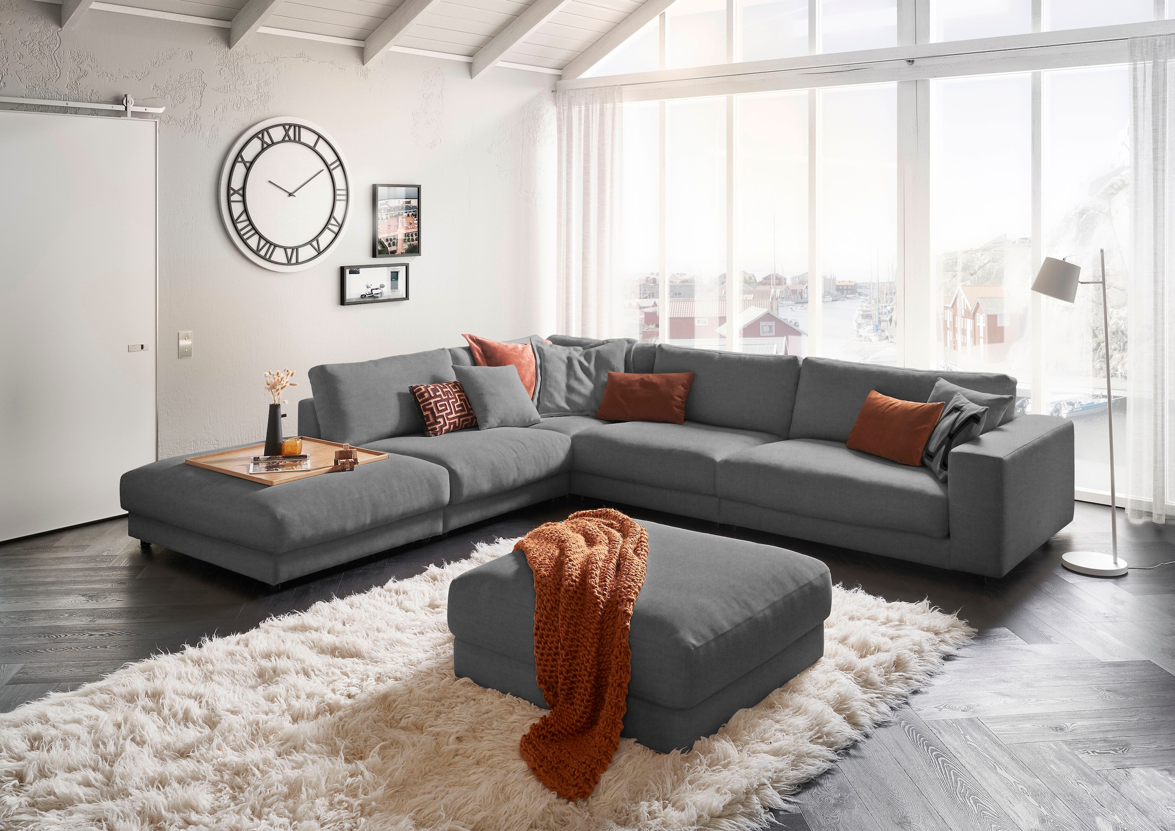 3C Candy Ecksofa "Enisa II, bequem und komfortabel, großes Familiensofa, L-Form" incl. 3 Flatterkissen, wahlweise mit Flecken-Schutz-Bezug Easy care