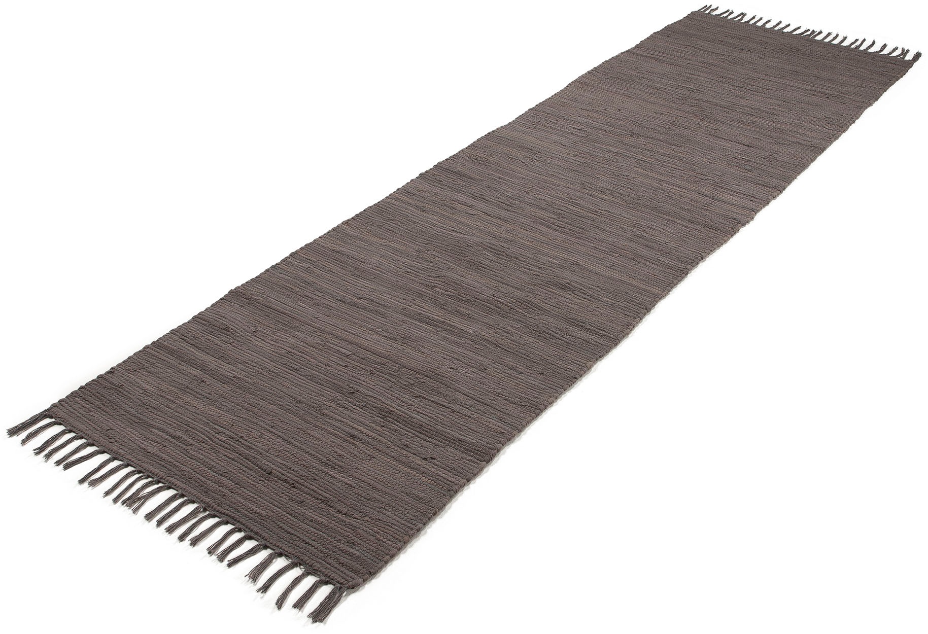 carpetfine Teppich »Kelim Chindi uni, auch als Läufer«, rechteckig, 5 mm Höhe, Wendeteppich, reine Baumwolle, handgewebt, Uni-Farben, mit Fransen
