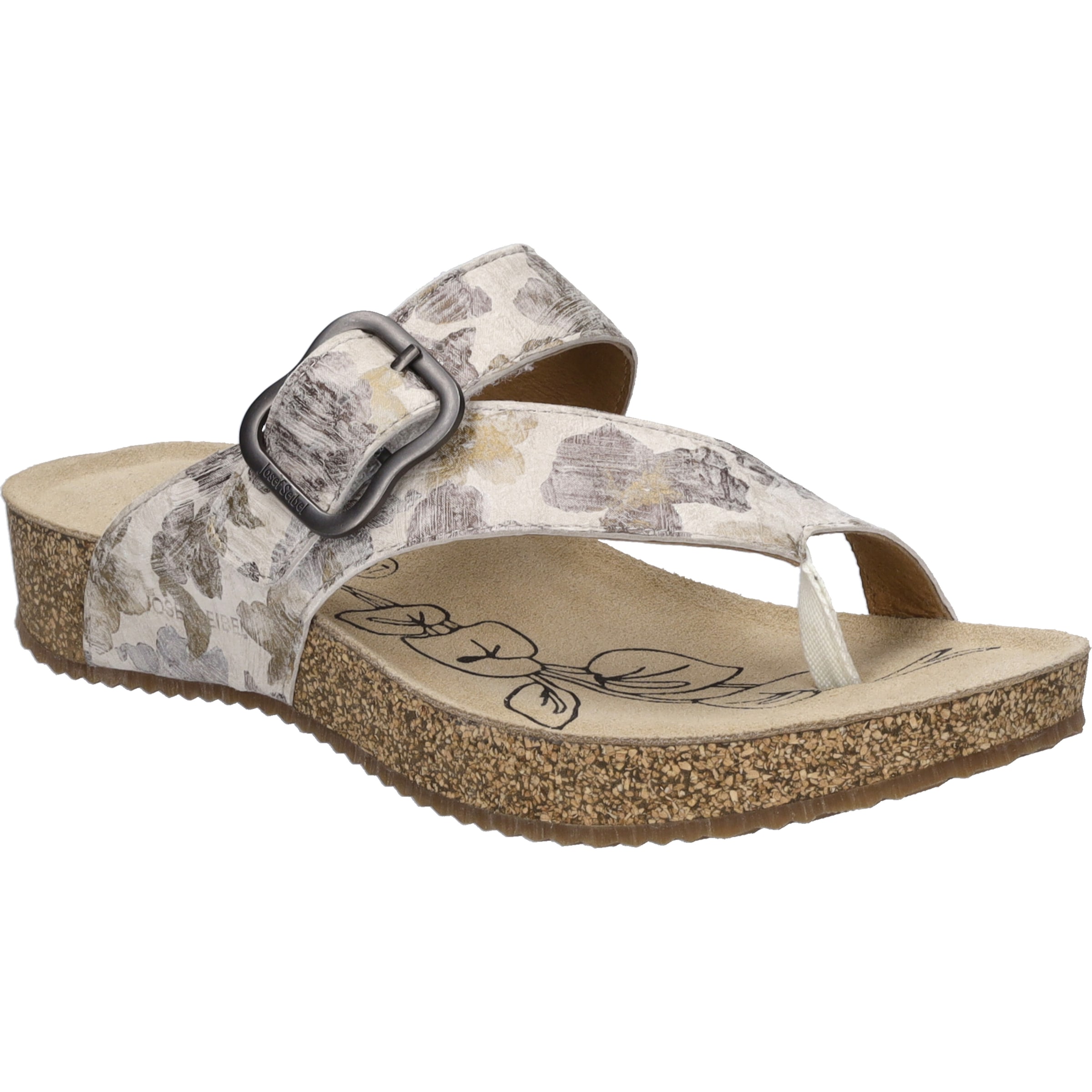 Zehentrenner JOSEF SEIBEL "Tonga 77, creme-multi", Damen, Gr. 42, beige (creme, multi), Obermaterial: 100% Rindsleder Leather cow., Schuhe Zehentrenner