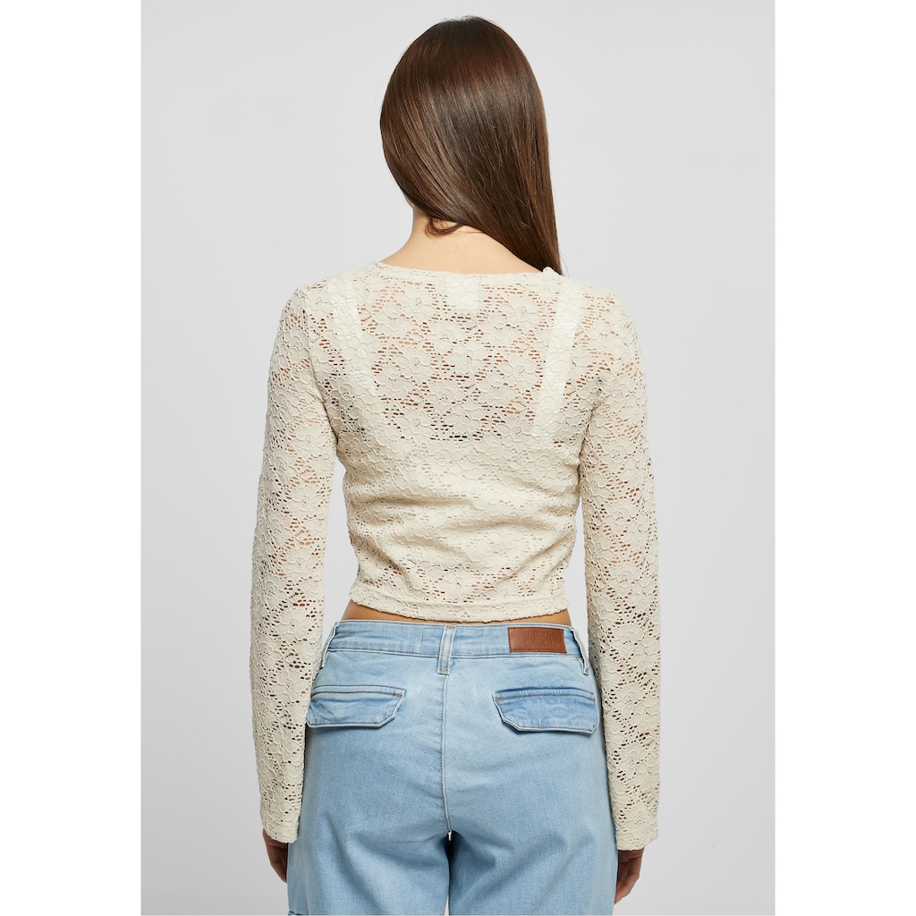 URBAN CLASSICS Longsleeve »Urban Classics Damen Ladies Cropped Lace Longsleeve«, (1 tlg.)