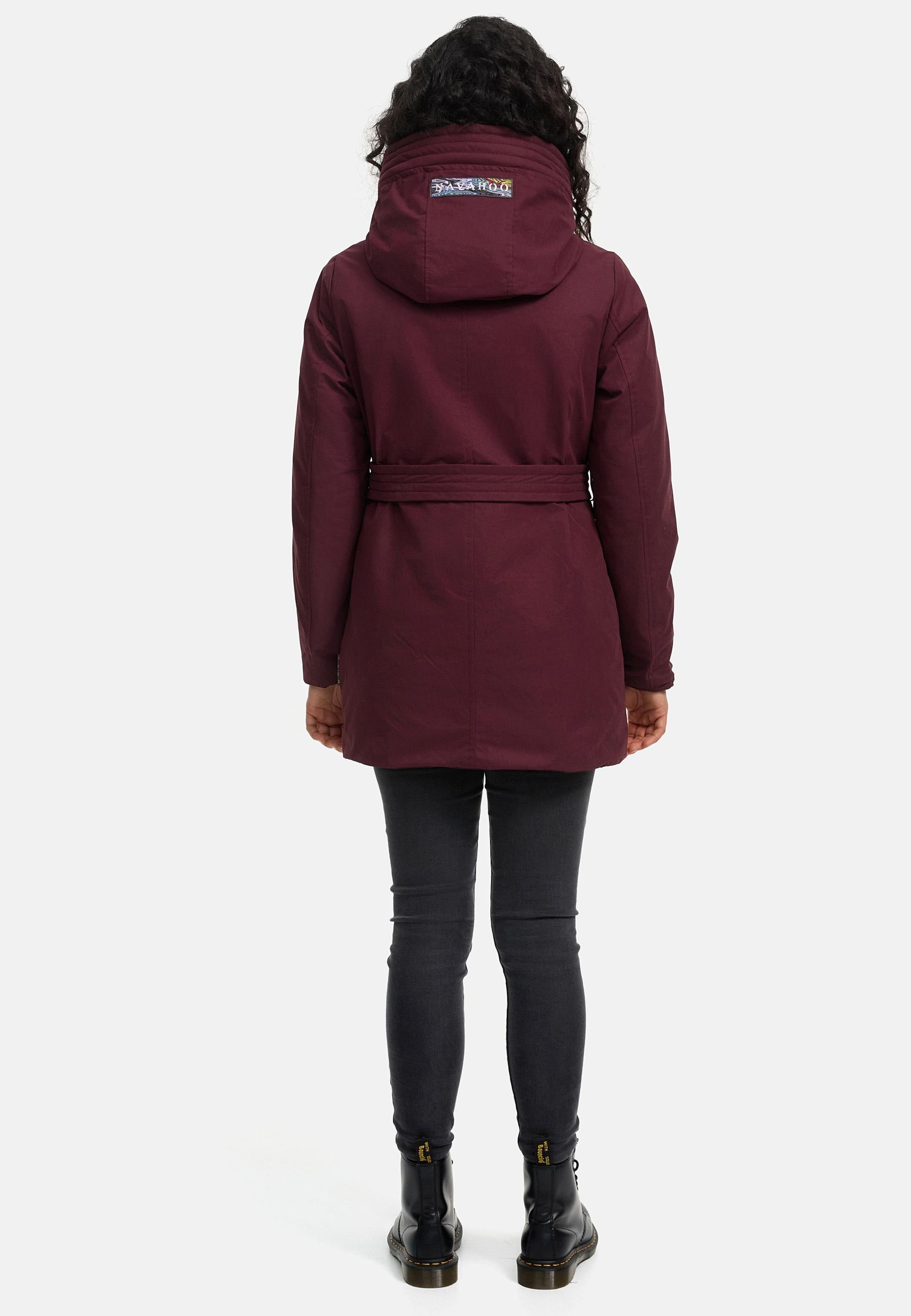 Navahoo Winterjacke »Eishauch 14«, mit Kapuze, Damen Winterparka mit Taillengürtel und Fleece-Kragen