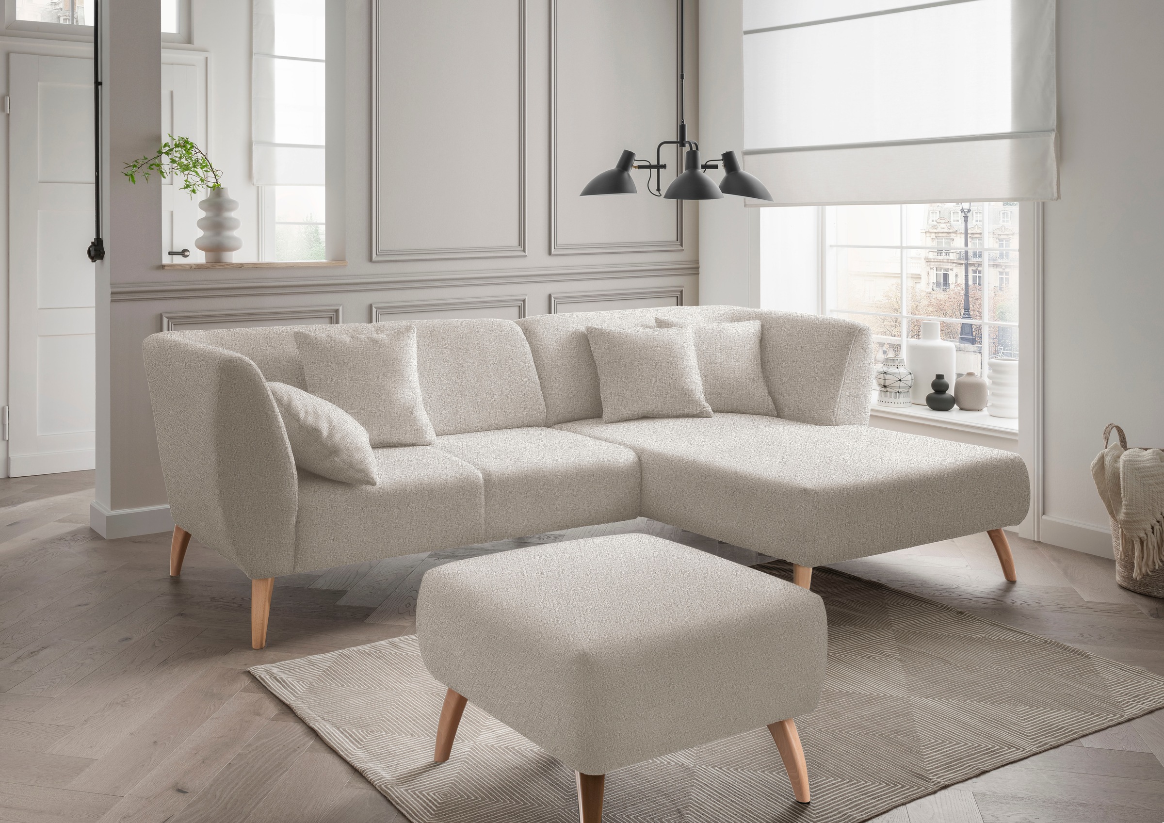 Ecksofa HOME AFFAIRE, B:264cm H:80cm T:160cm, beige, 100% Polyester, Wohnzimmer, Sofas, "Colori Polstermöbel mit zeitlos eleganter Rückenführung.