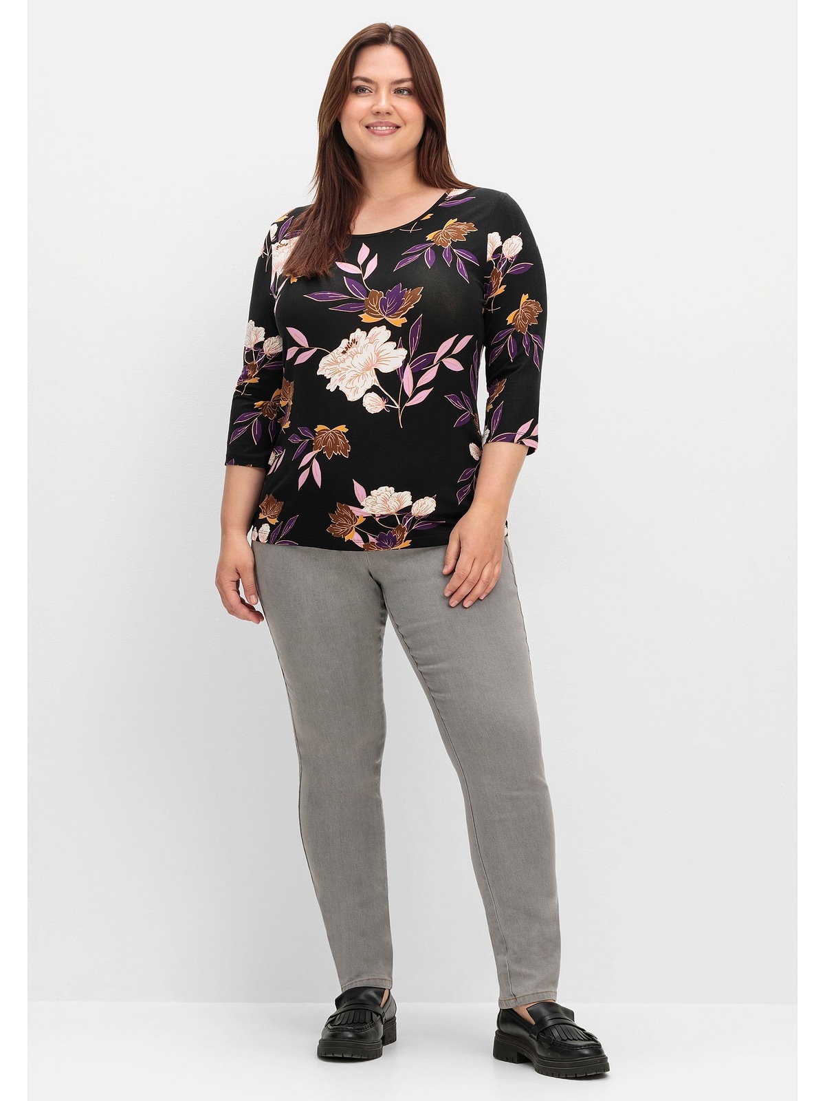 Sheego 3/4-Arm-Shirt »Große Größen«, mit Blumenprint, aus Viskosejersey