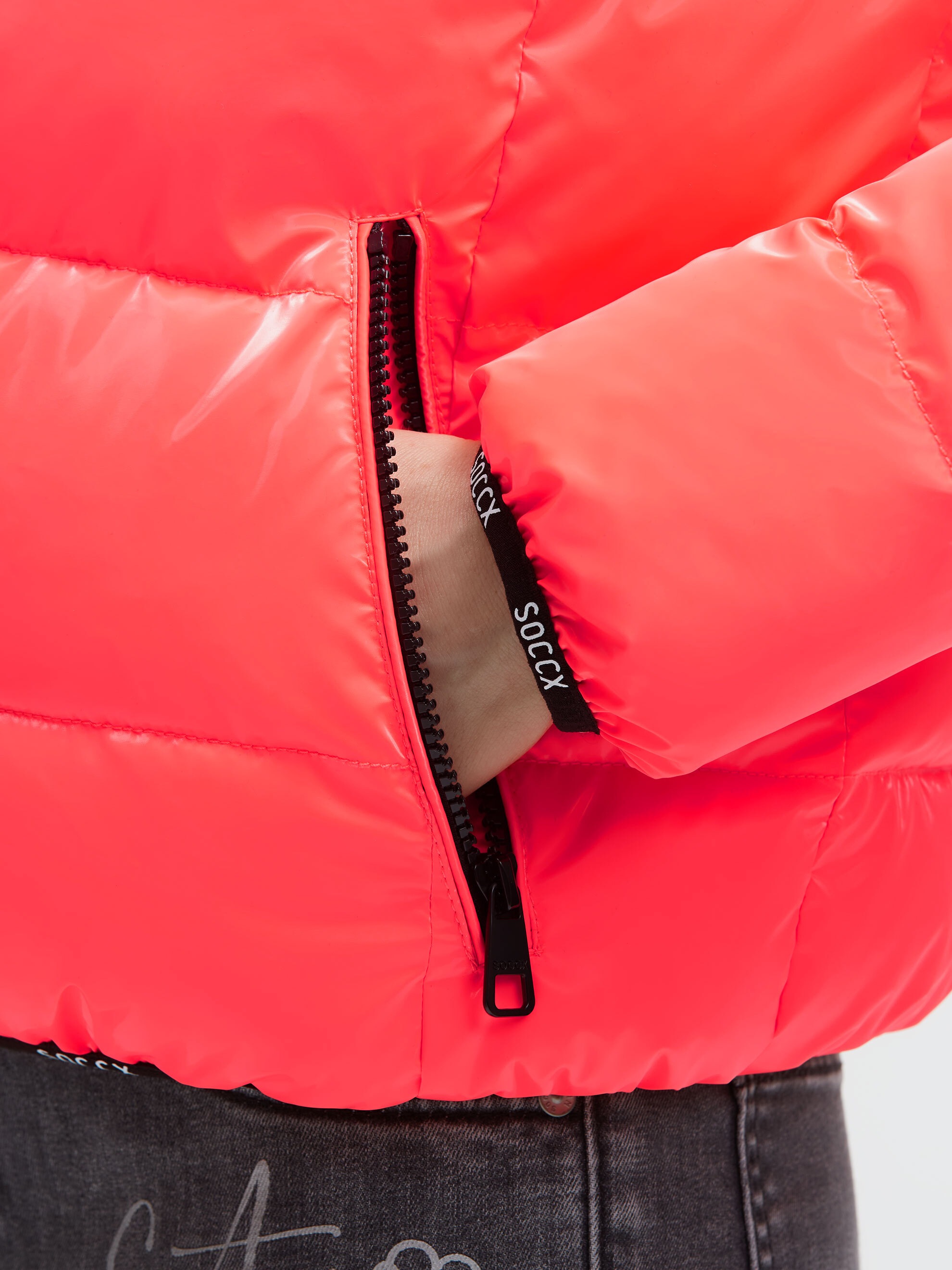 SOCCX Winterjacke mit Kapuze mit Reißverschluss an den Einschubtaschen