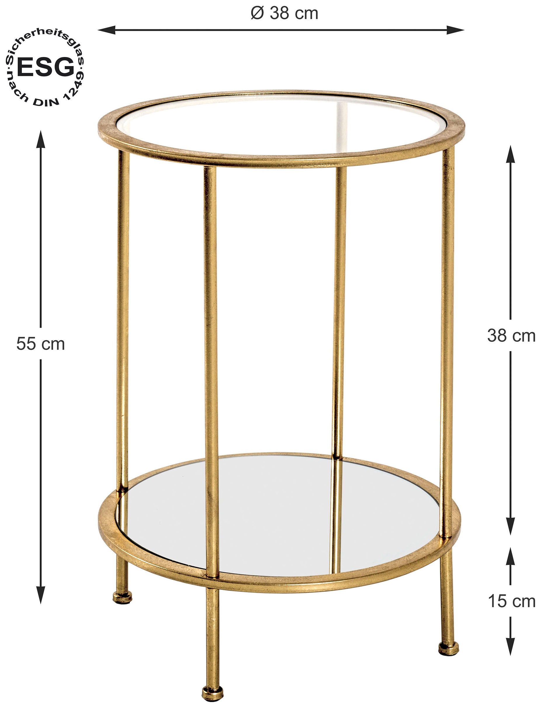 HAKU Beistelltisch »Sofatisch, Wohnzimmertisch« 1 Stk. tlg. rund - aus Metall Gold - Ø/H 38/55 cm