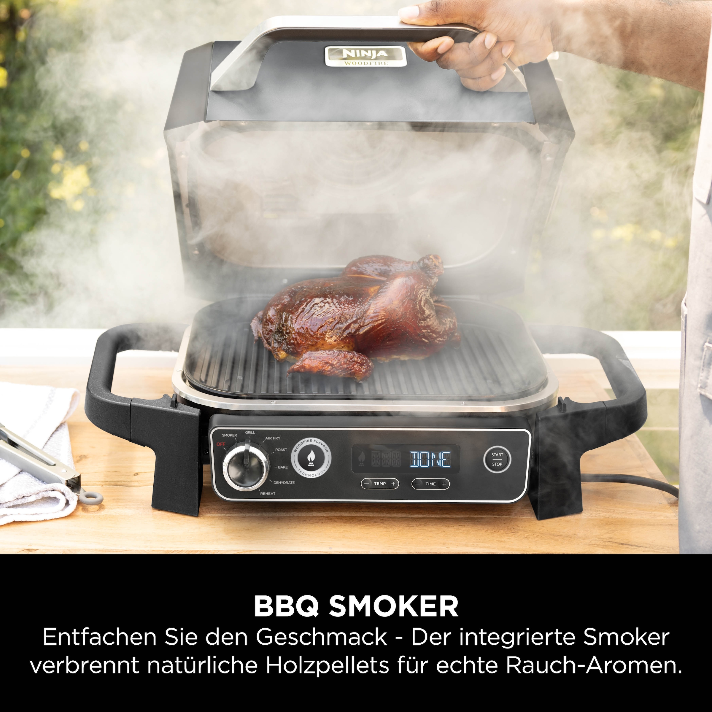 NINJA Tischgrill »Ninja Woodfire OG701EU«, 2400 W, Elektrischer Outdoor Grill