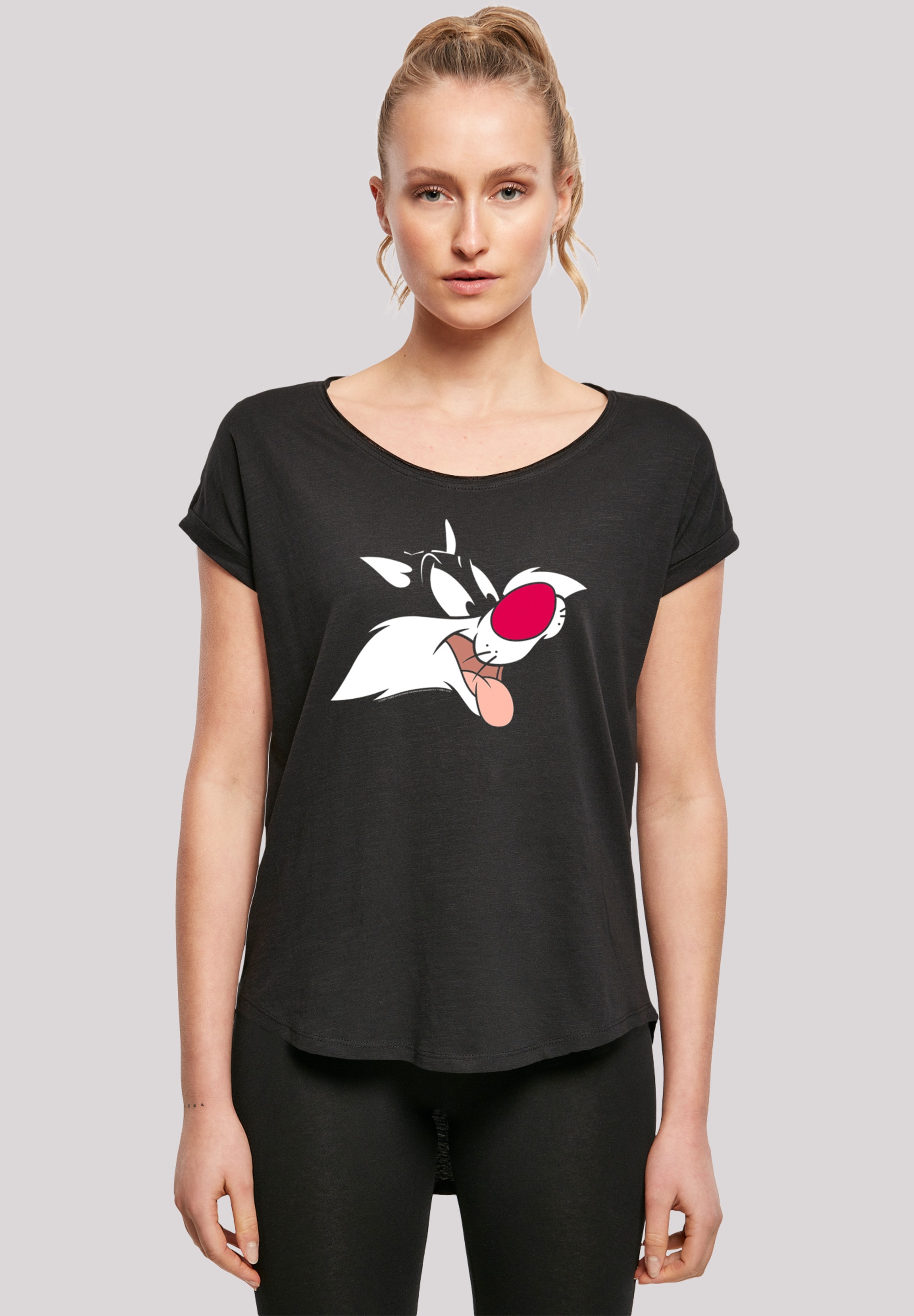 F4NT4STIC Kurzarmshirt »Damen Looney Tunes | (1 bestellen Long Sylvester BAUR Slub Tee«, Ladies with tlg.)