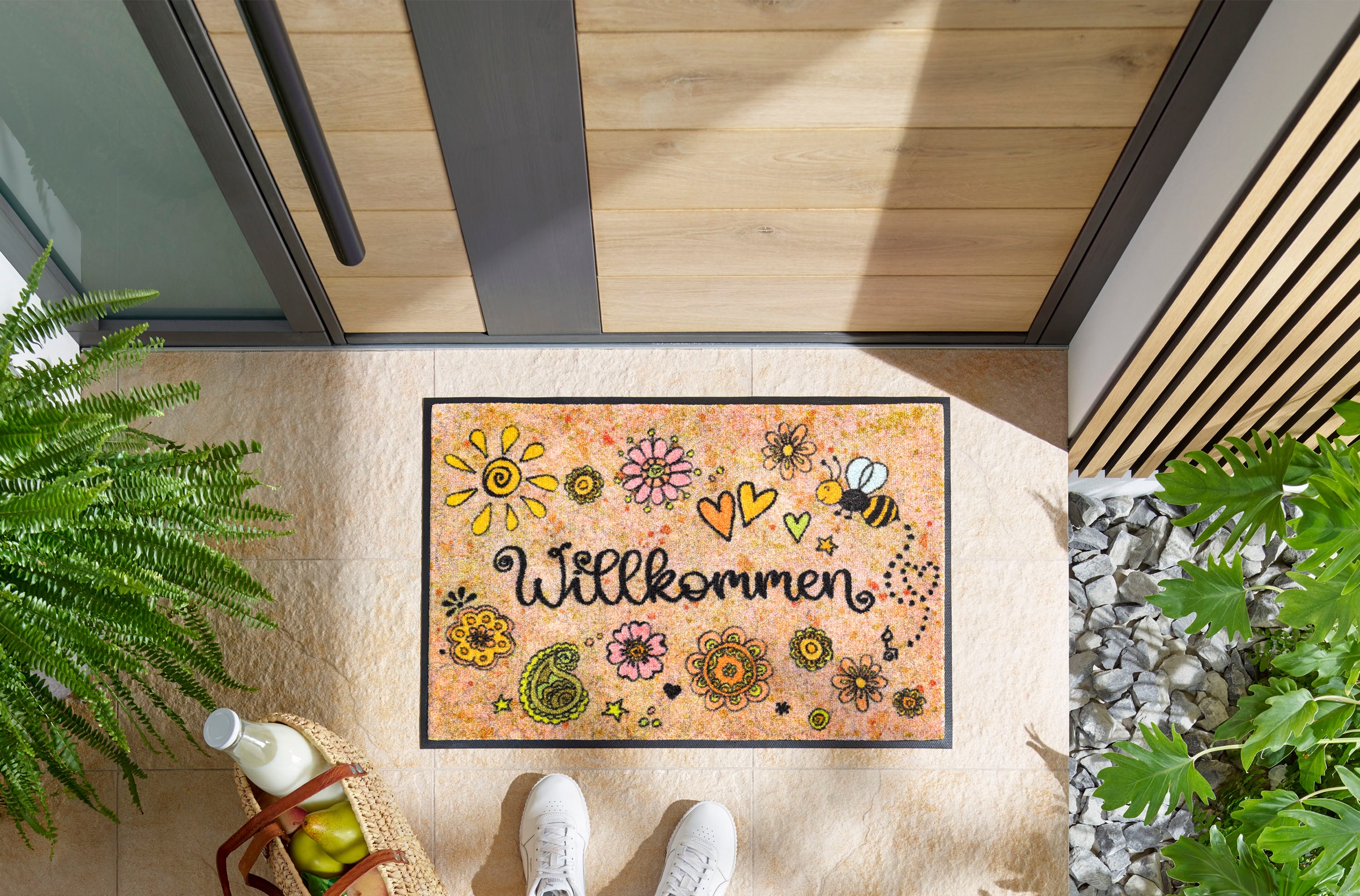 wash+dry by Kleen-Tex Fußmatte "Bring Glück herein" rechteckig 7 mm Höhe günstig online kaufen