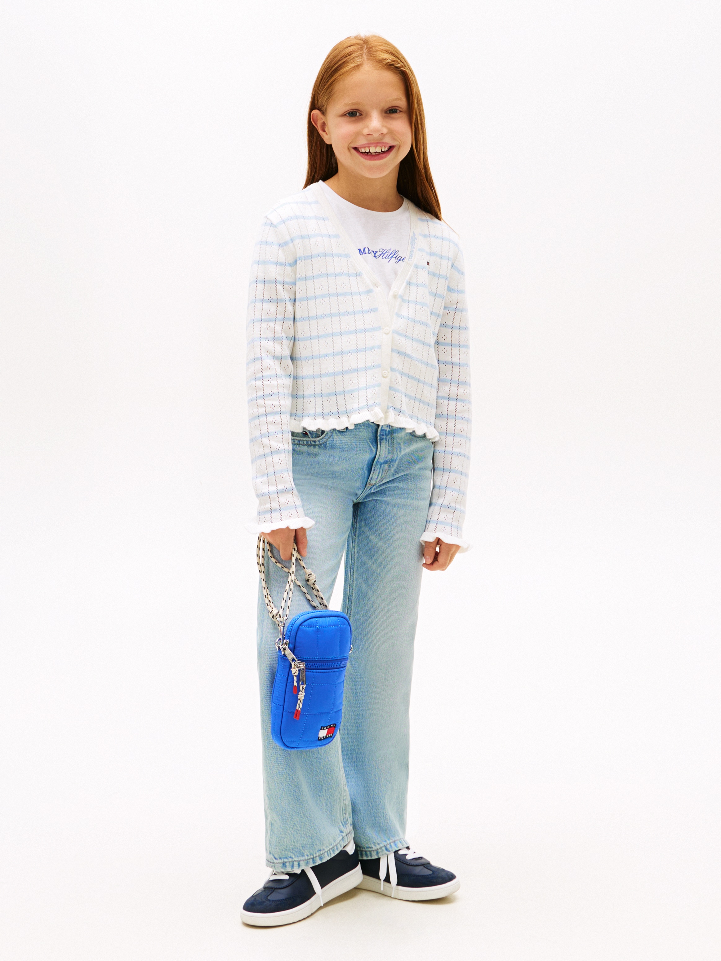 Tommy Hilfiger Strickjacke »POINTELLE CARDIGAN« Kinder bis 16 Jahre, mit Rüschen, regular fit