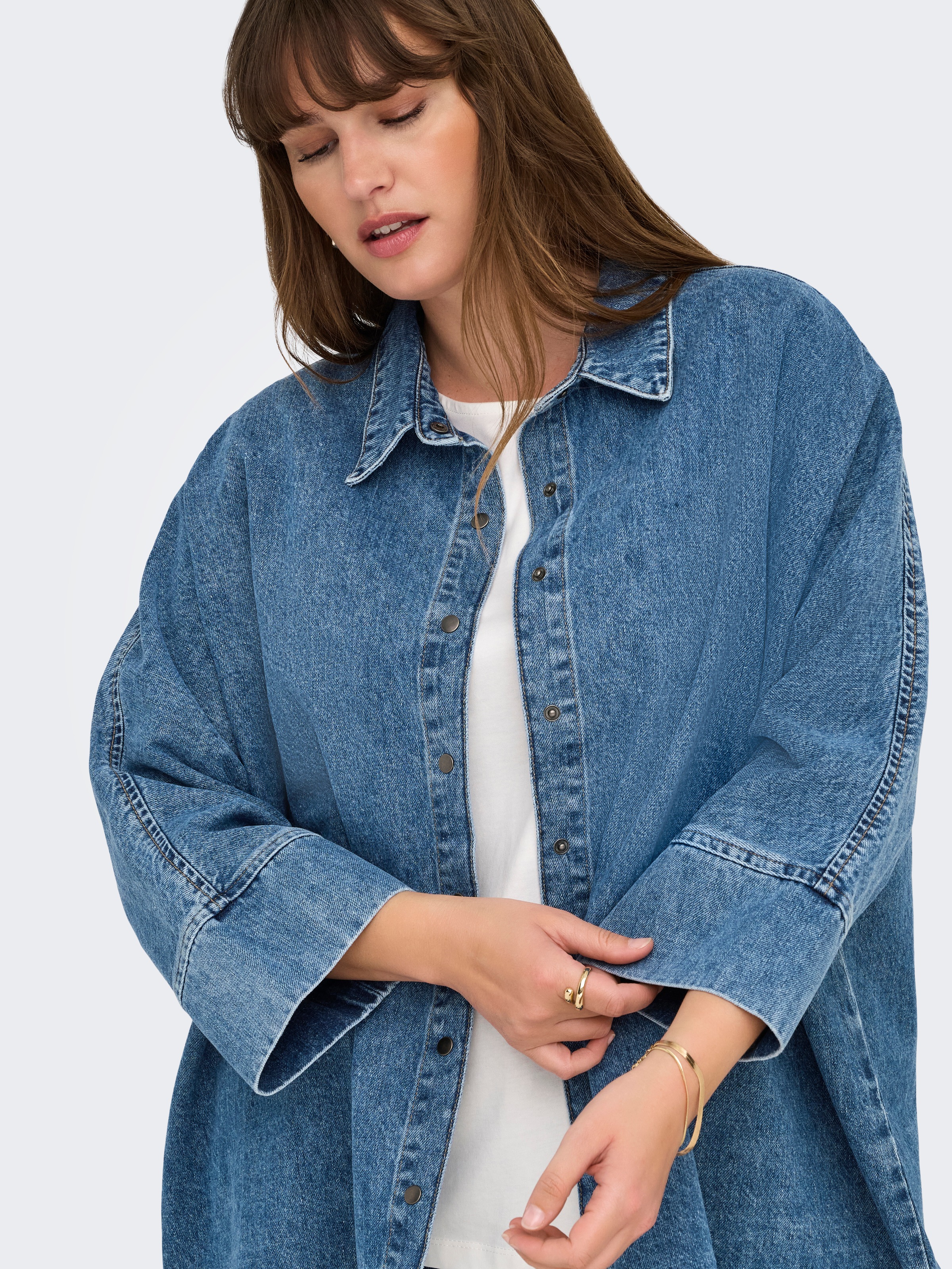 Thumbnail - ONLY CARMAKOMA Jeansbluse "CARGRACE 3/4 DNM SHIRT CRO"