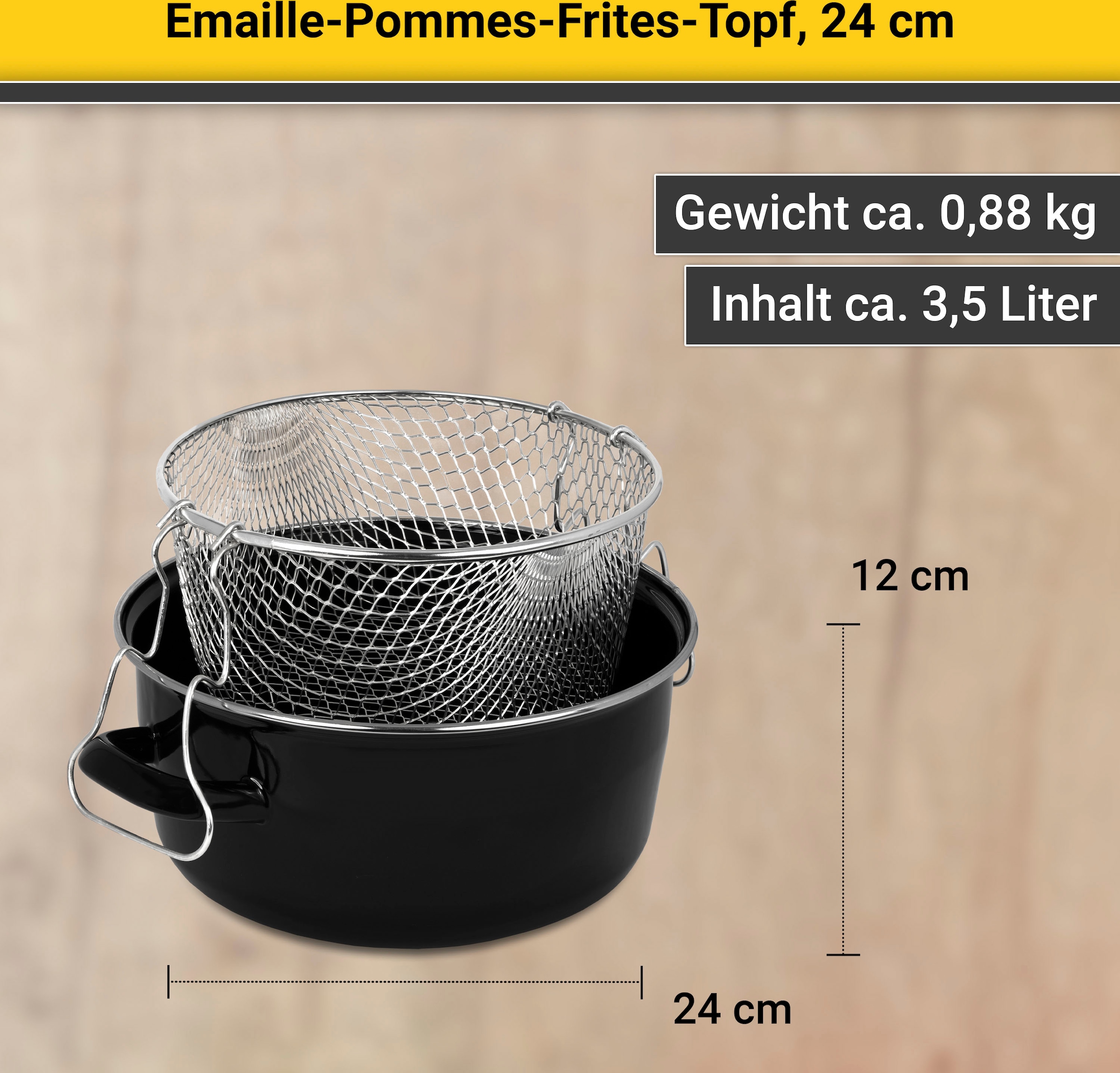 | tlg.), Emaille, (1 günstig Induktion Krüger kaufen BAUR Frittiertopf,