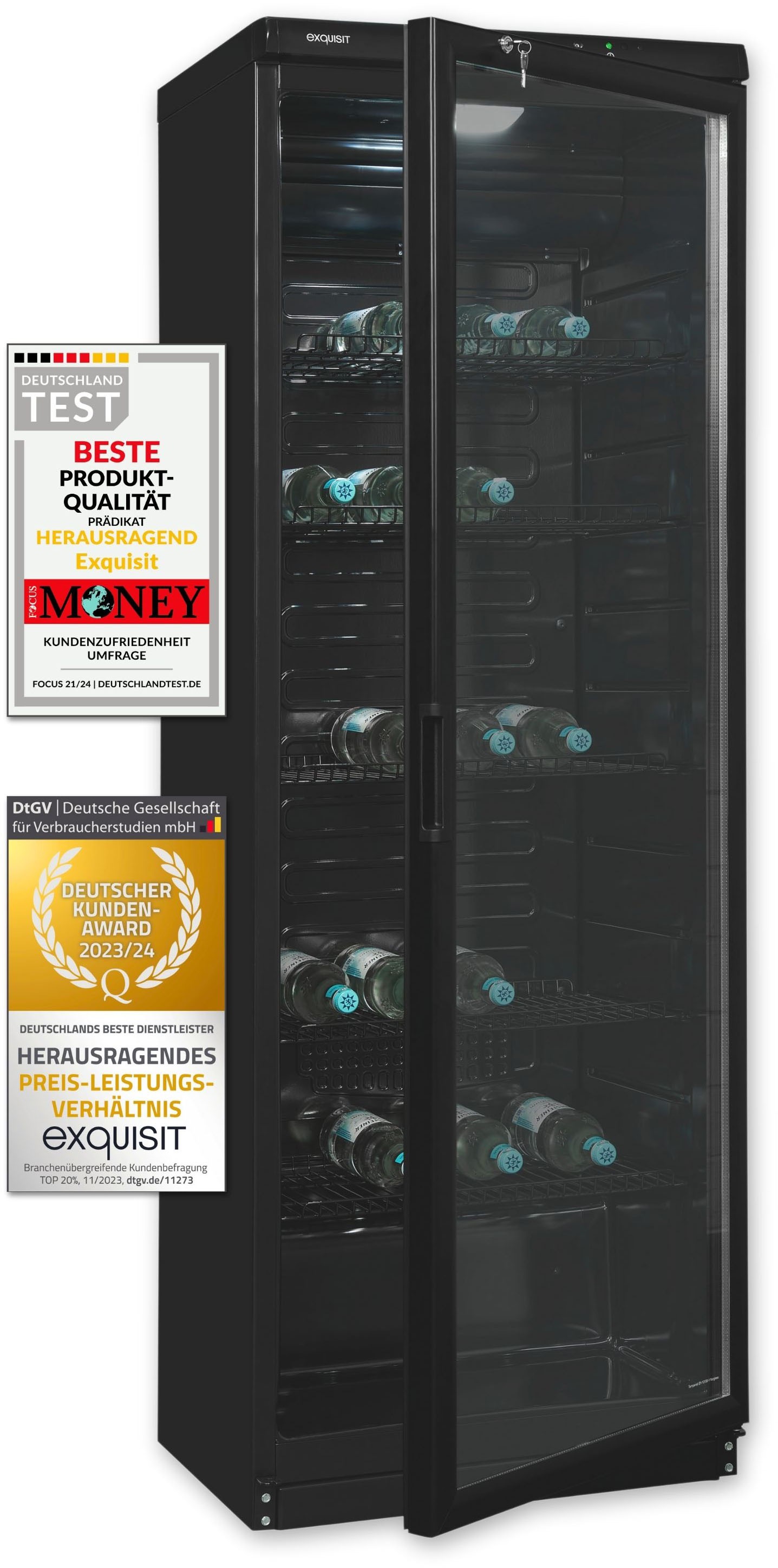 exquisit Getränkekühlschrank "GKS350-1-GT-280D schwarz" 173 cm hoch 60 cm b günstig online kaufen