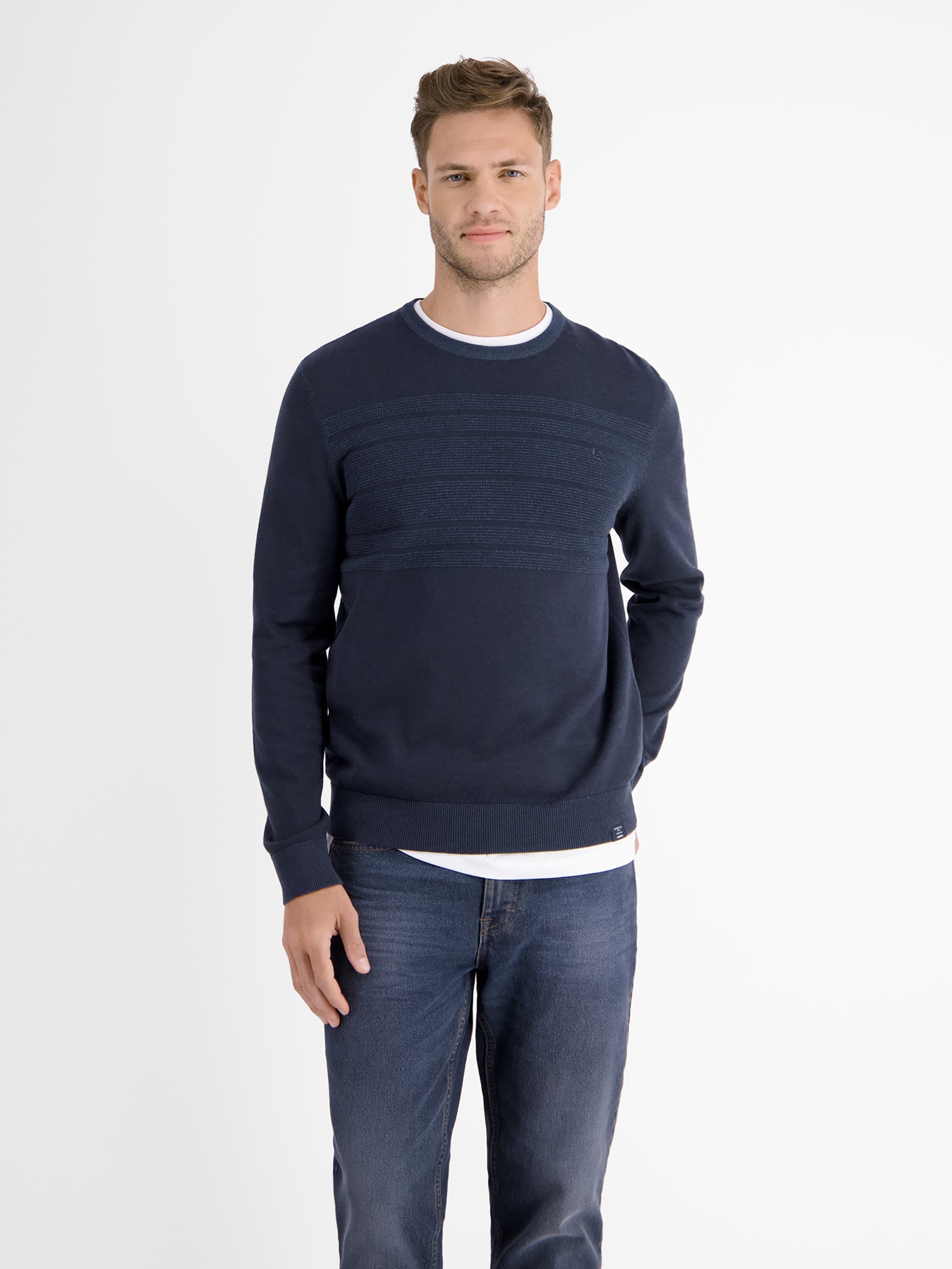 LERROS Strickpullover »LERROS Strickpullover, tonal gestreift«