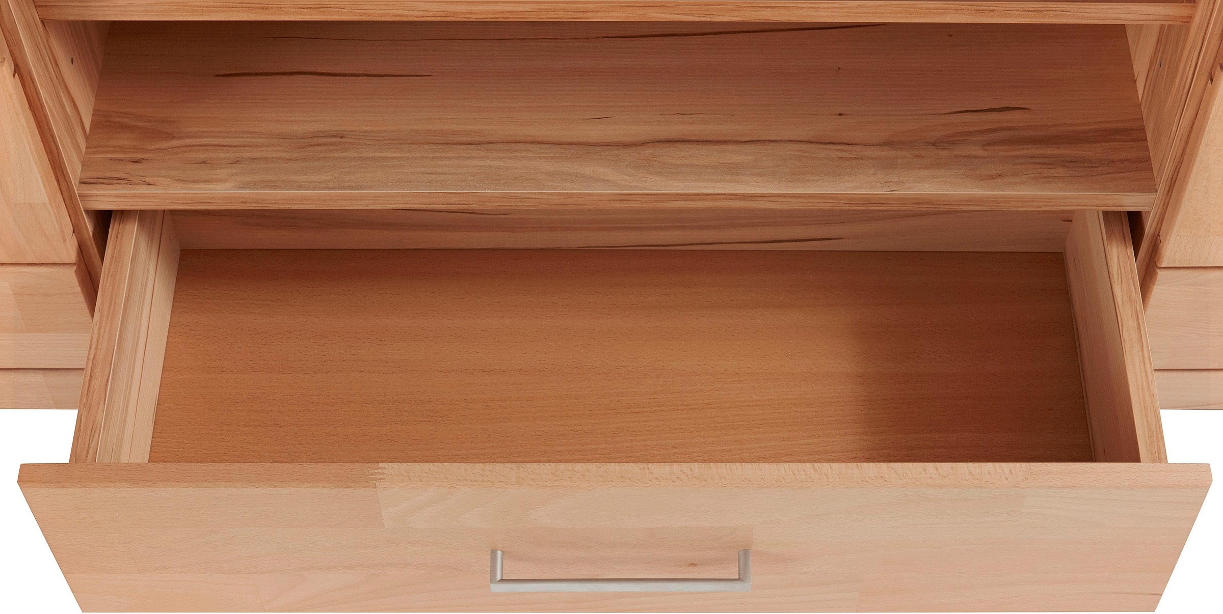 Home affaire Wohnwand »Ribe,Fronten Massivholz,Korpus Holzwekstoff,viel Stauraum«, (Set, 5 St.), Glaseinsatz aus gehärtetem Glas,Böden teilweise versetzbar