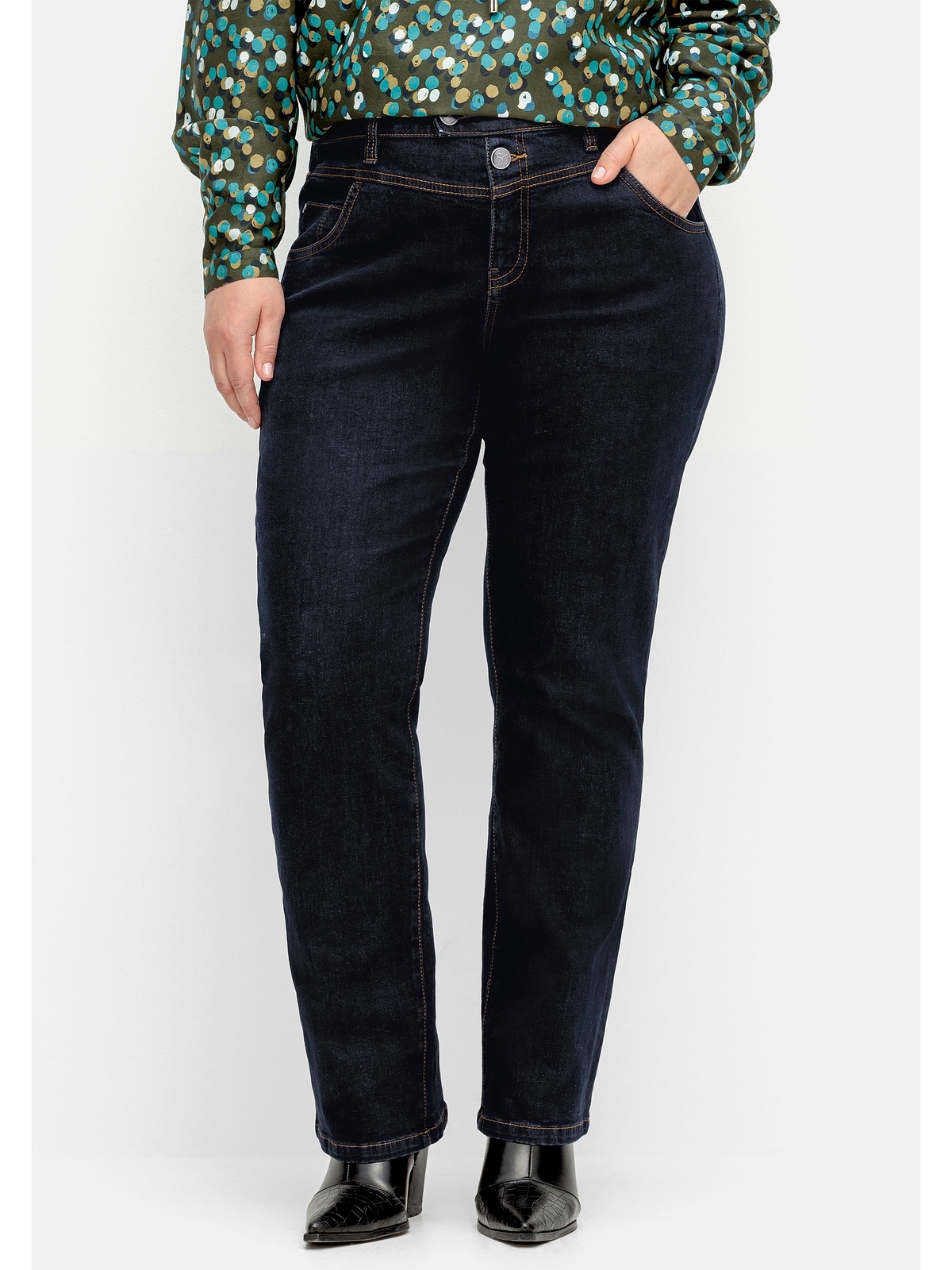 Sheego Stretch-Jeans »Große Größen«, | mit bestellen BAUR für Doppelknopf-Verschluss