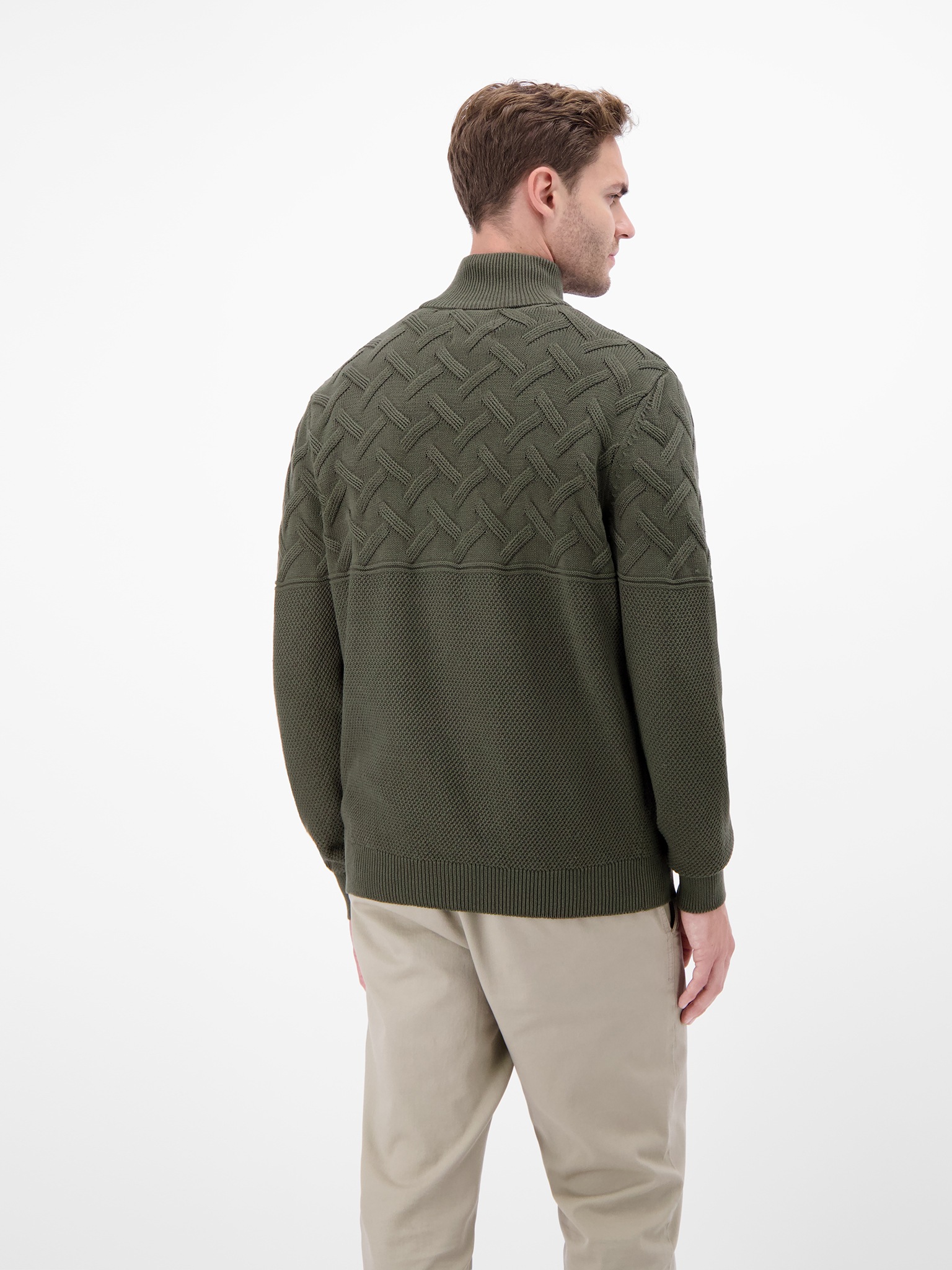 LERROS Strickpullover mit Zipper und Stehkragen, Jacquard-Struktur