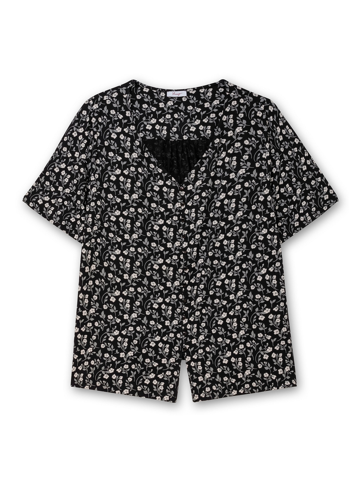 Sheego T-Shirt »Große Größen«, mit Blümchenprint und Knopfleiste