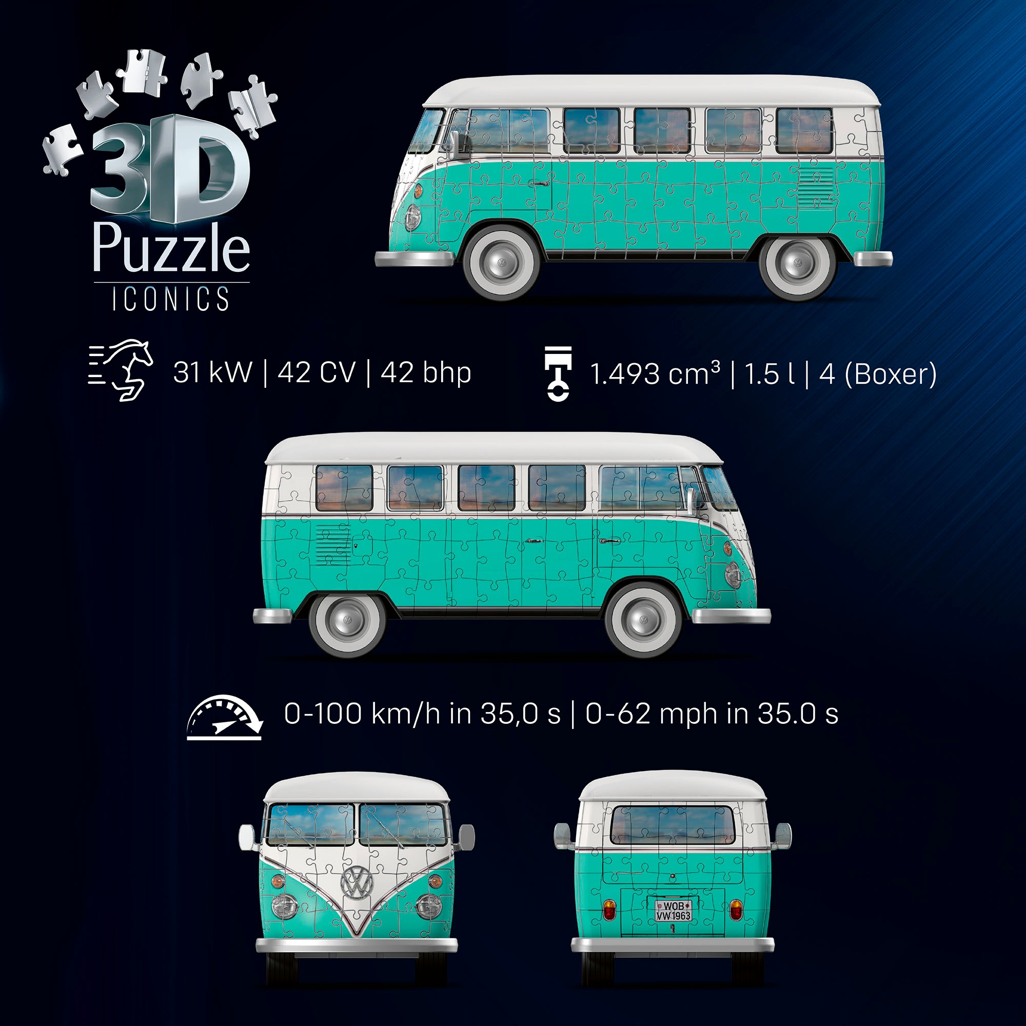 Ravensburger 3D-Puzzle »3D Puzzle Iconics: Volkswagen T1«, Made in Europe