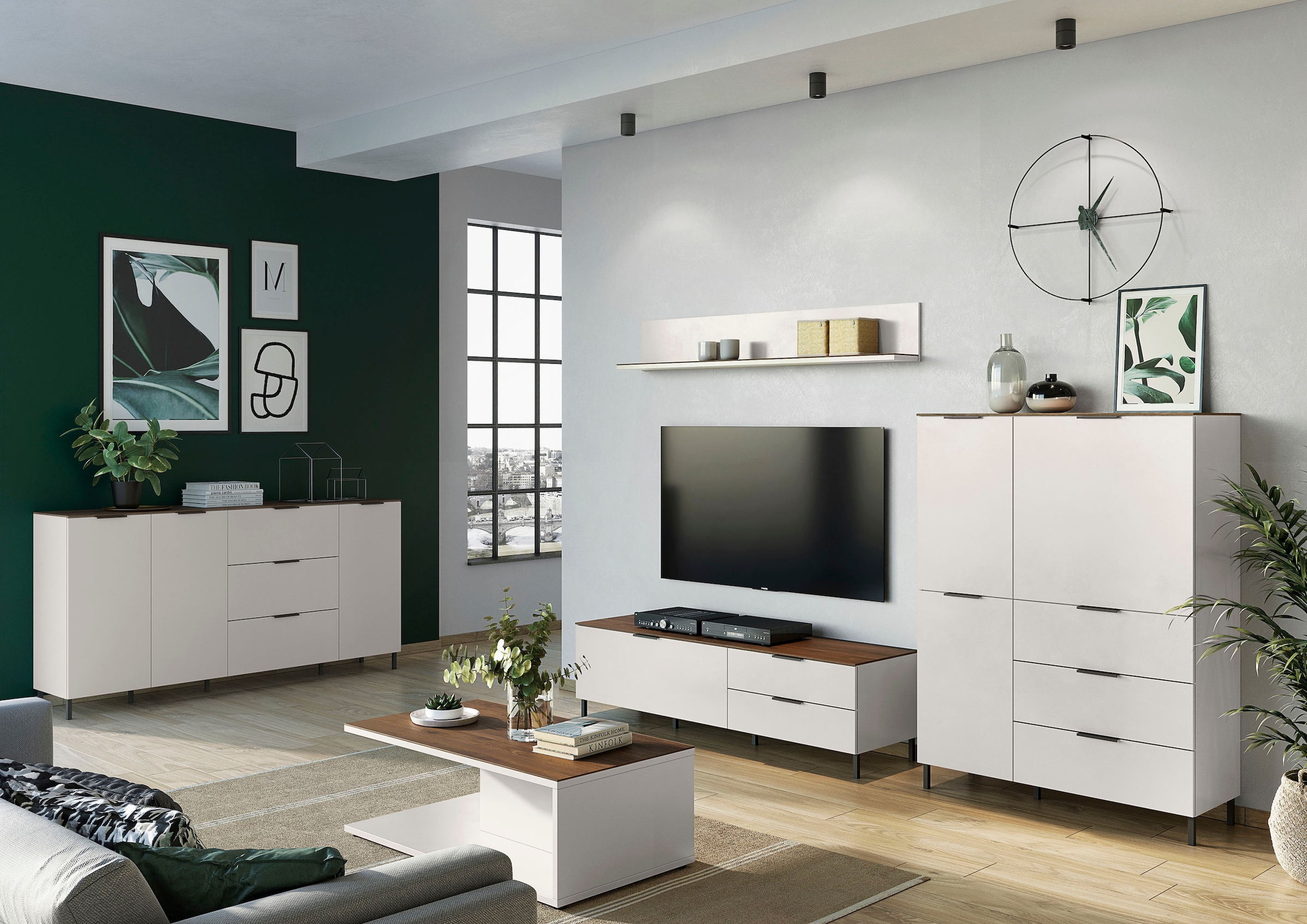 GERMANIA Highboard »California«, Höhe 146 cm, mit filigraner Deckplatte