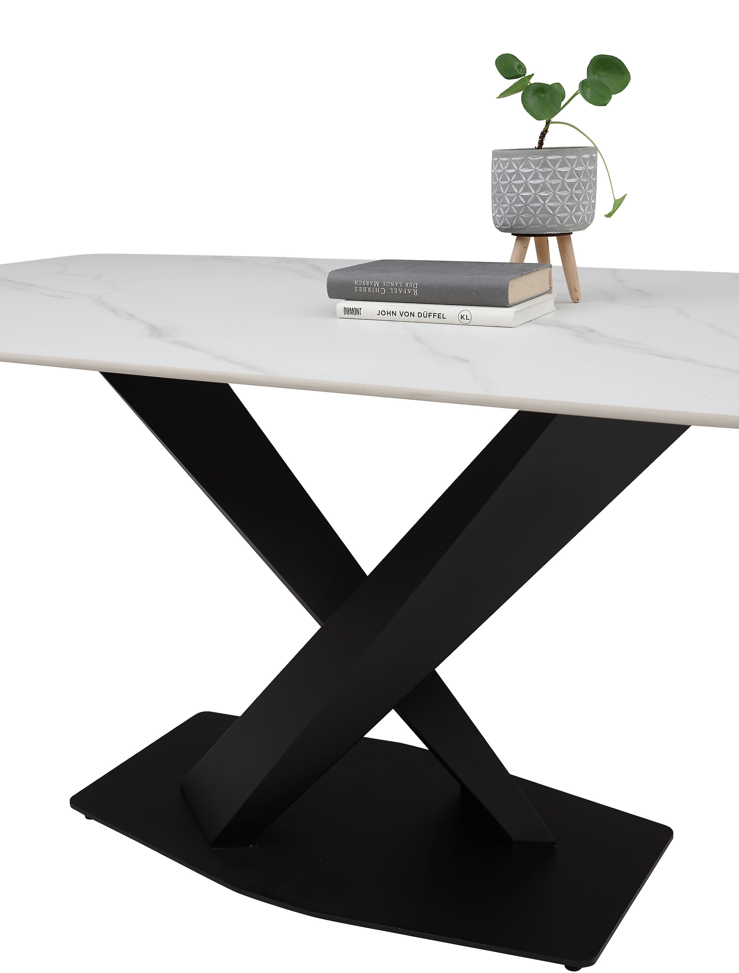 Stolkom Esstisch »Ventura Esszimmertisch Keramik, Esstisch Keramik BxHxT 180x75x90 cm«, Keramikoberfläche abgerundete Ecken, Metallgestell schwarz matt