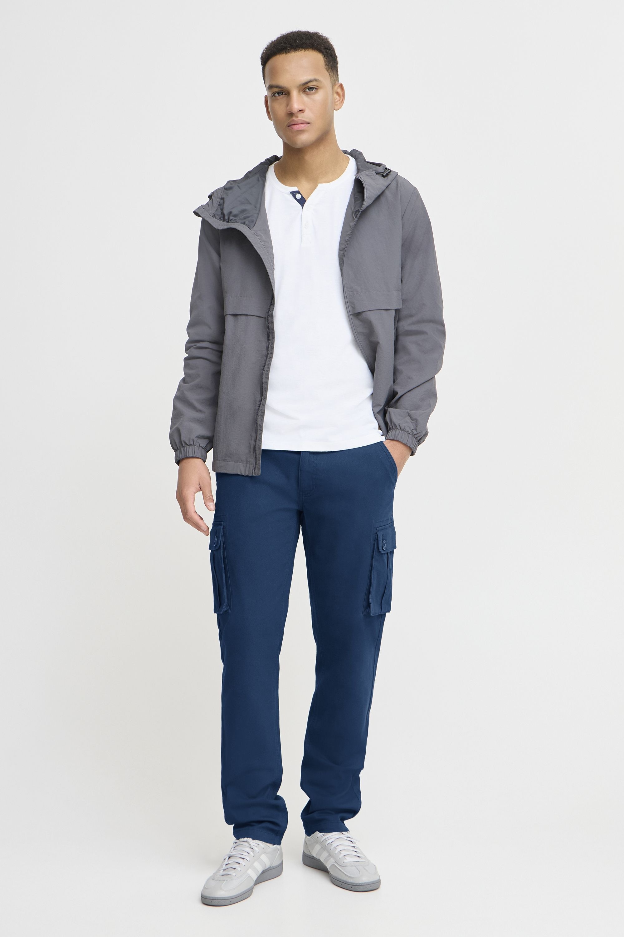 Cargohose BLEND "BHKallen", Herren, Gr. 33, Länge 34, marineblaus, Web, 99% Baumwolle, 1% Elasthan, unifarben, Basic, normal lang, Hosen Cargohose, Moderne Cargohose mit Taschen 5