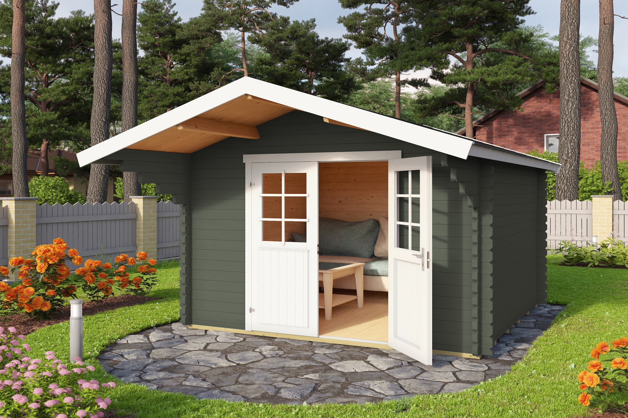 Nordic Holz Gartenhaus "Viljandi 34", großes Vordach günstig online kaufen