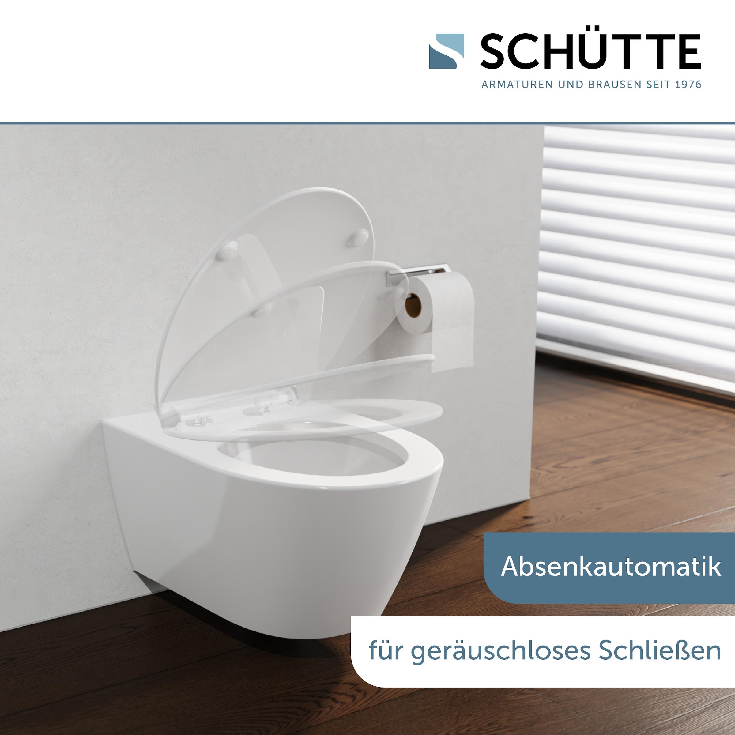 Schütte WC-Sitz »Duroplast, WHITE PRO 9«, (WC-Sitz, Befestigungsmaterial, Montageanleitung), mit Absenkautomatik und Schnellverschluss