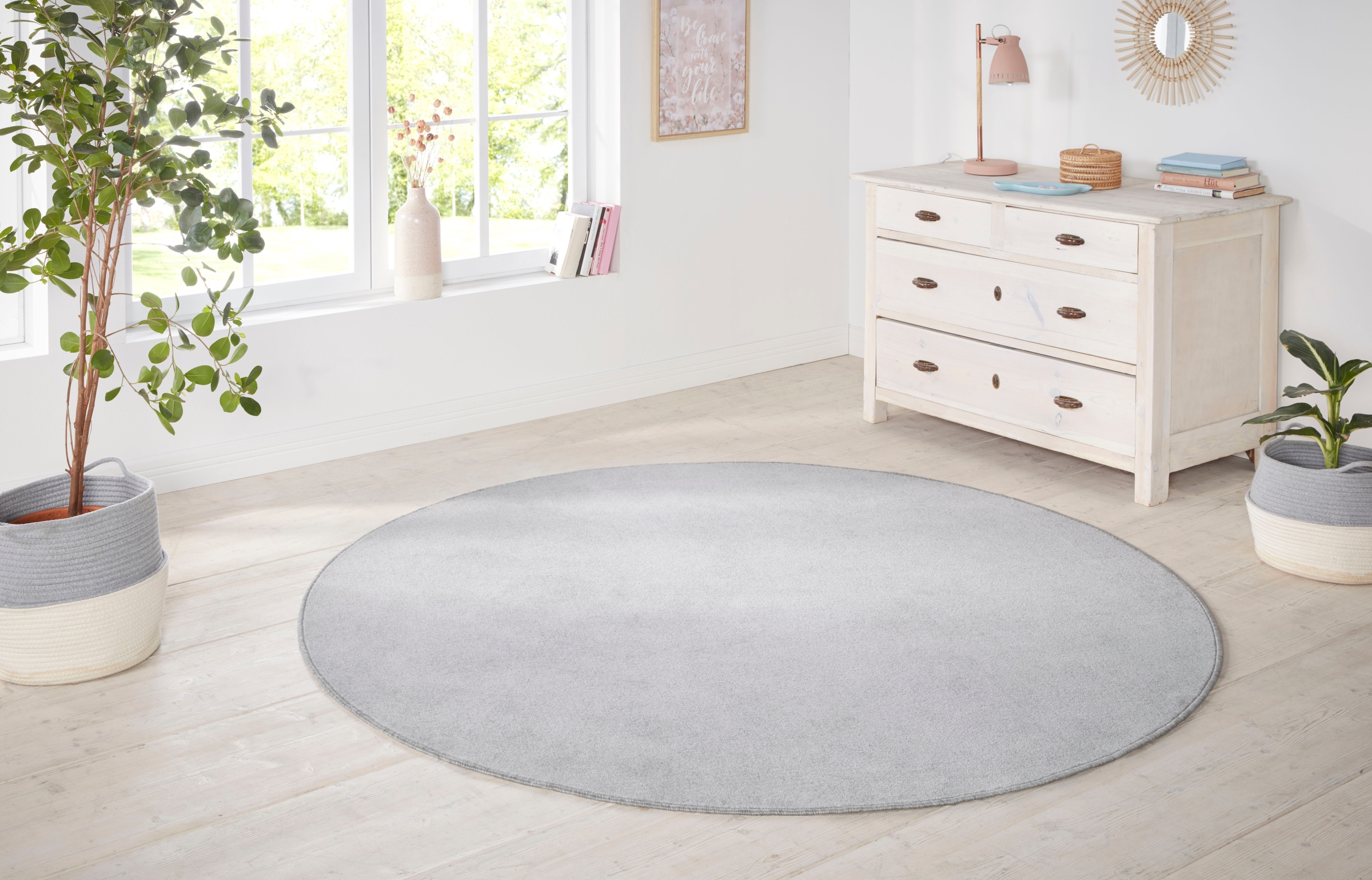 HANSE Home Teppich »Shashi«, rund, 8,5 mm Höhe, Kurzflor, Unifarben, Teppich, Weich, Esszimmer, Kinderzimmer, Flur