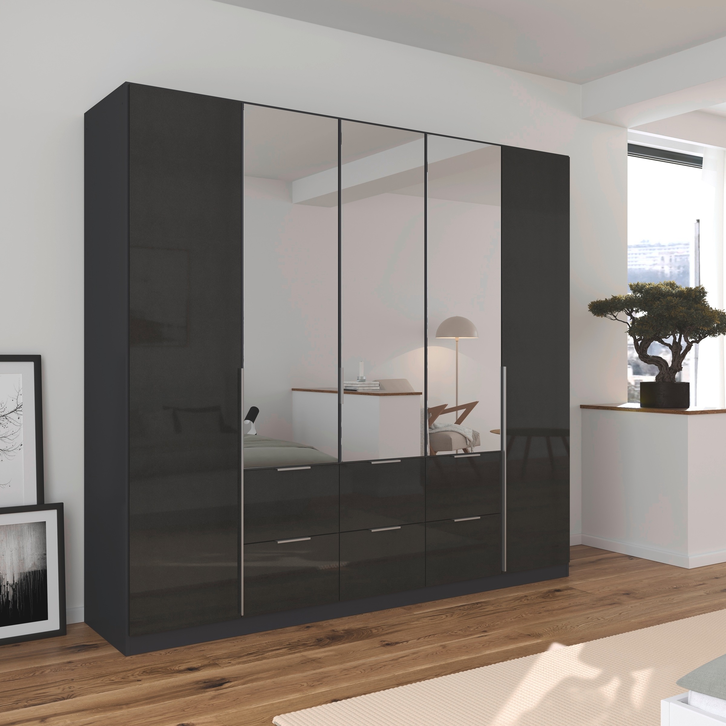 rauch Drehtürenschrank »Kleiderschrank Schrank Garderobe AGORDO mit Dekor- oder Hochglanzfront«, mit Außenschubkästen, in 6 Breiten und 2 Höhen MADE IN GERMANY
