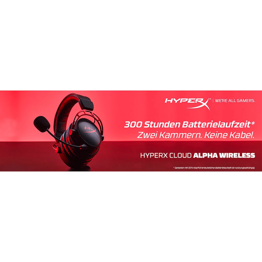 HyperX Gaming-Headset »Cloud Alpha Wireless«, LED Ladestandsanzeige-Rauschunterdrückung-Mikrofon abnehmbar