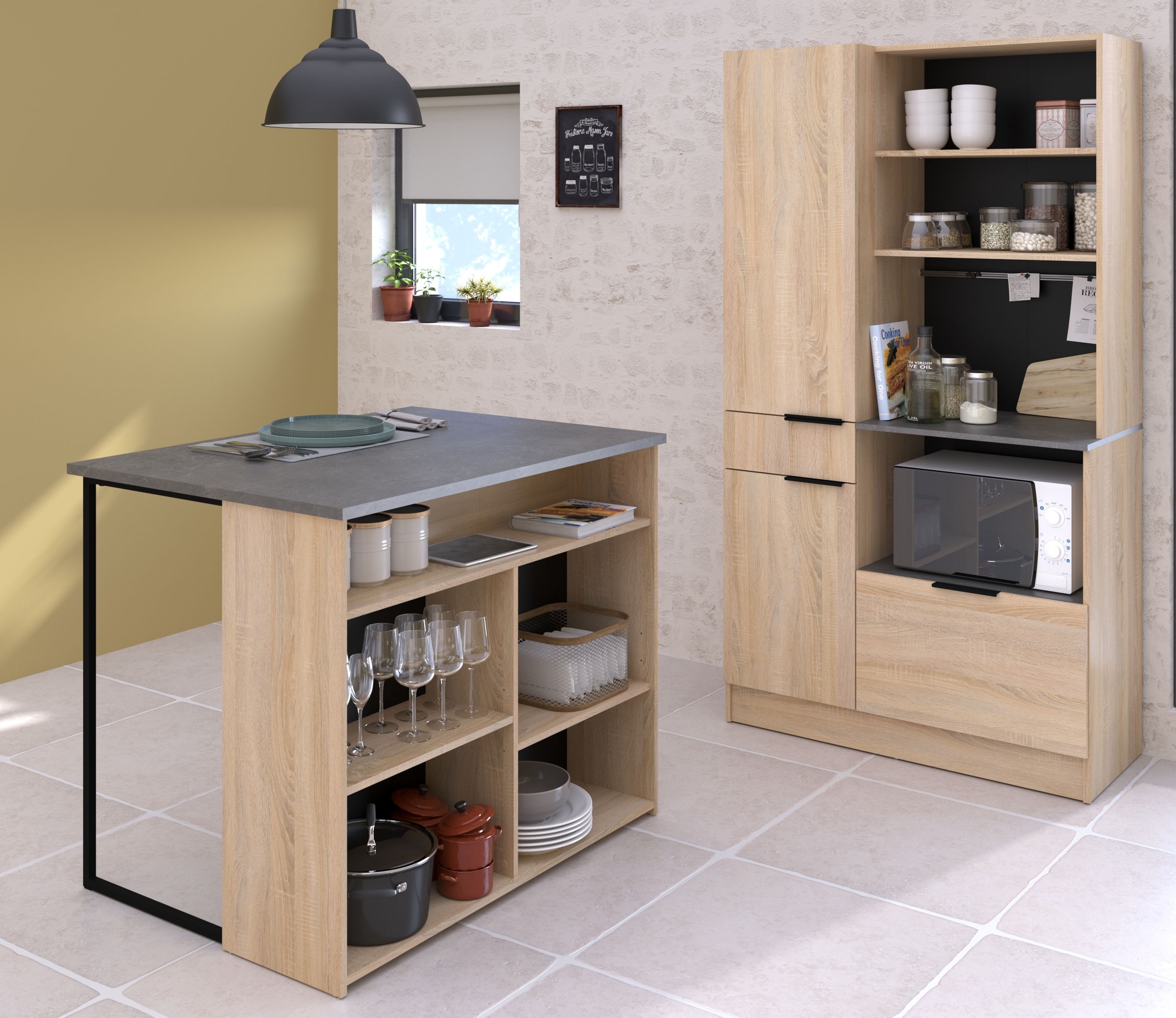 Parisot Schrank-Set »Fumay«, (Set, 2 St.), viel Stauraum, Kabeldurchlaß