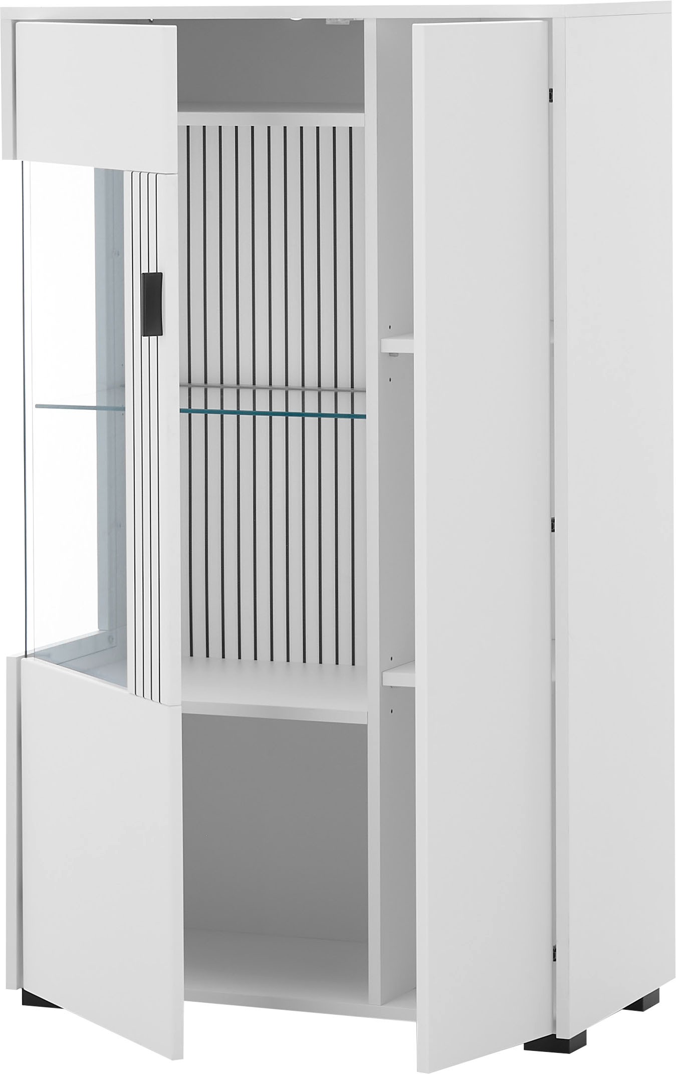 INOSIGN Vitrine »Hudson, Stauraumvitrine«, in moderner Trendfarbe, Griffe aus Metall (Schwarz), Höhe 125 cm