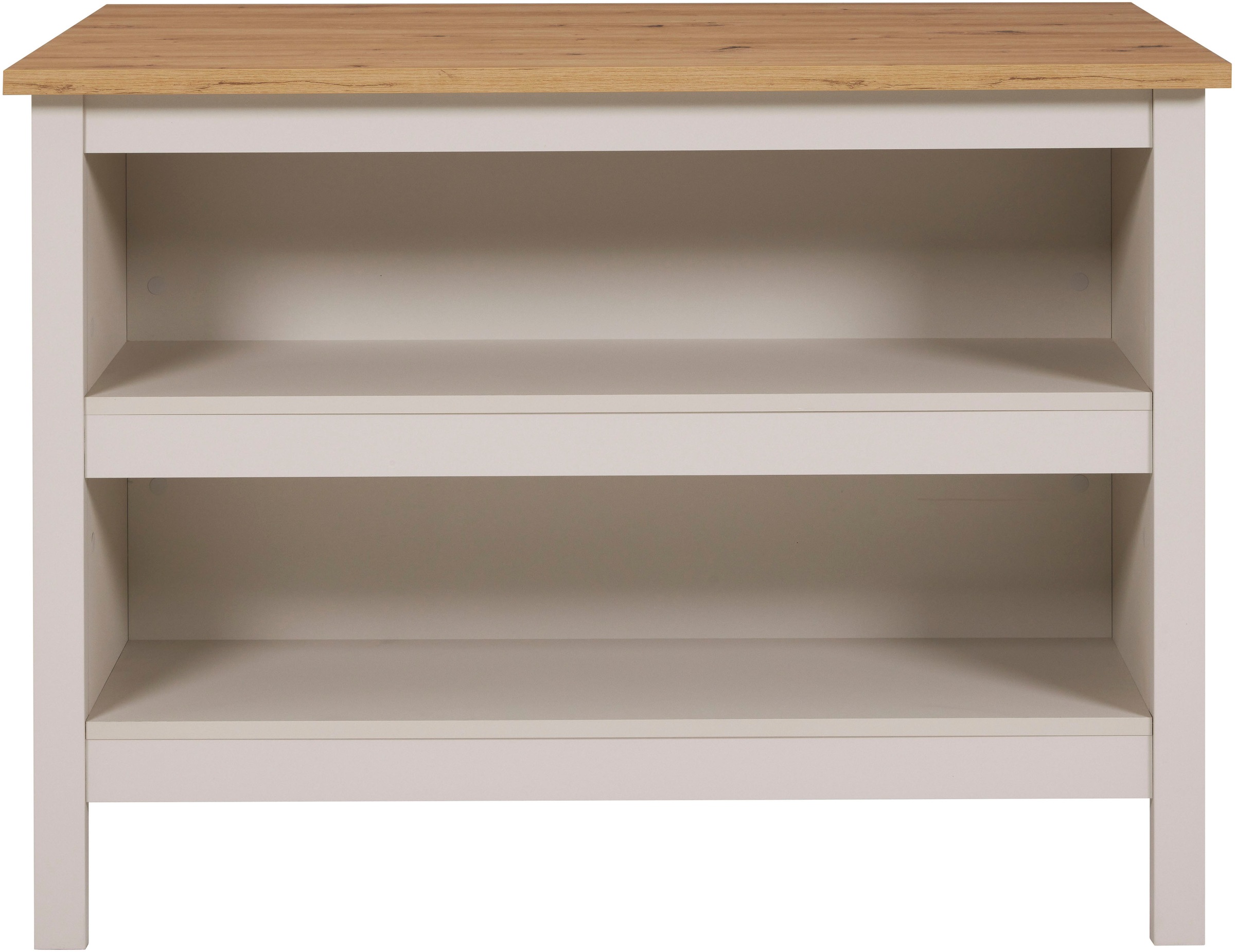 Inter Link Bartisch »Pienza, multifunktional für Küche & Essbereich, im Skandi Look« 1 Stk. tlg. Kücheninsel mit Regalböden, Platz für 2 Hocker, Kaschmir, 124x75x91 cm