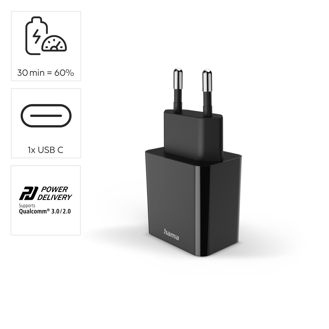 Hama Schnelllade-Gerät »Ladeadapter USB-C, PD, 20W einsetzbar ab iPhone 11« 1 Stk. tlg.