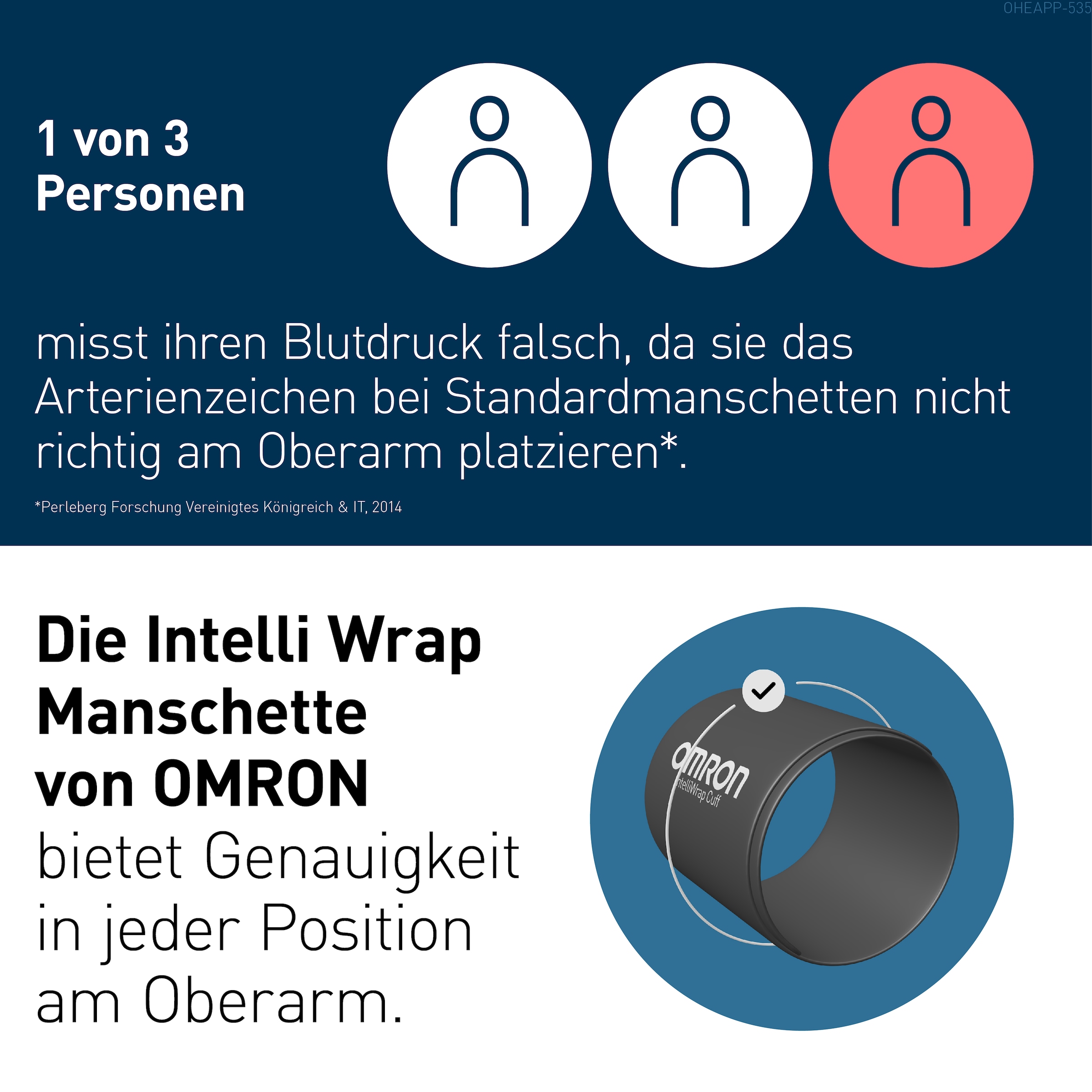 Omron Oberarm-Blutdruckmessgerät »X7 Smart AFib, 2 Nutzer, mit AFib Screening bei jeder Messung und App« klinisch validiert, für Diabetiker und Schwangere, 22-42 cm Manschette
