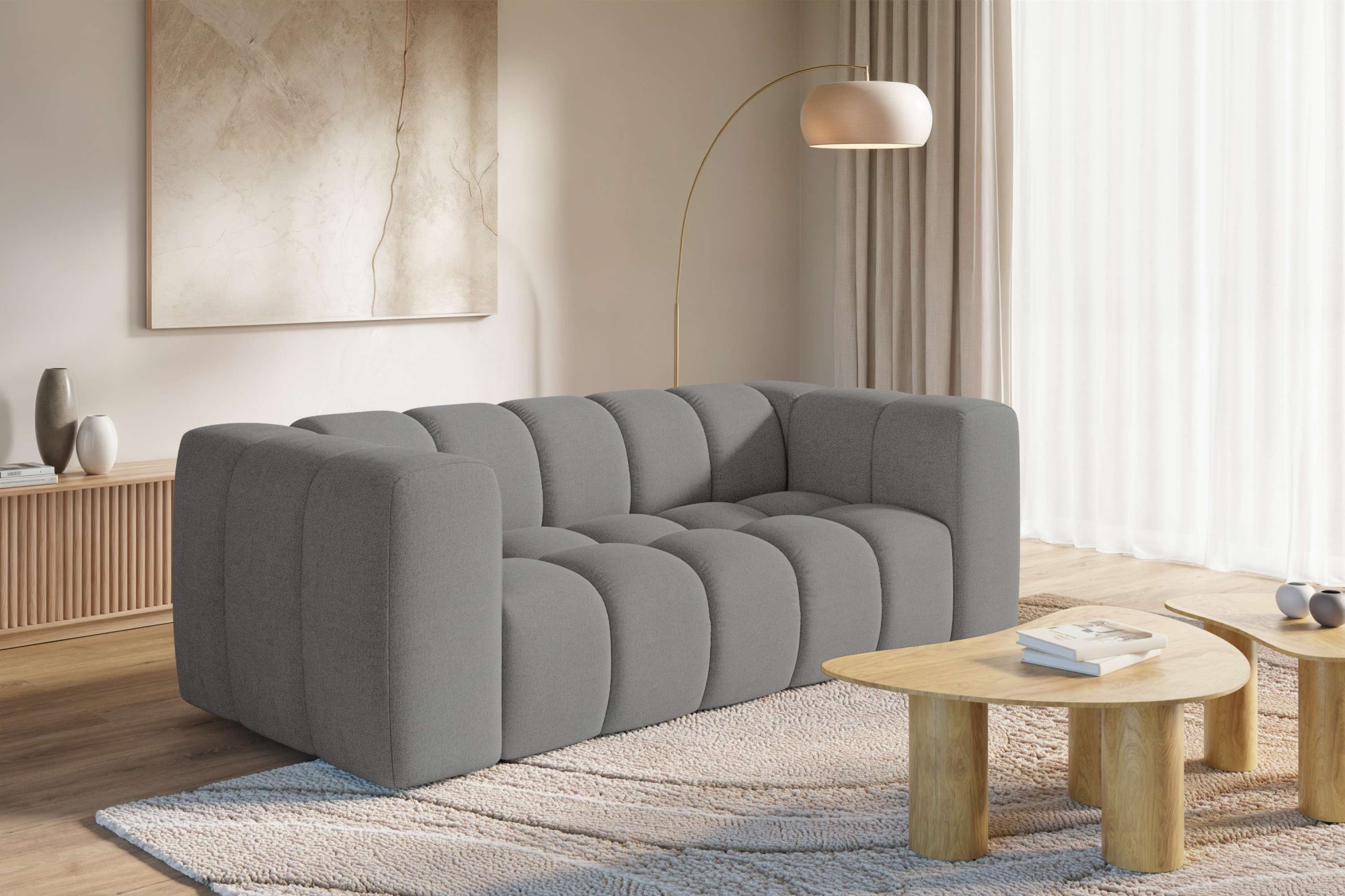 homsy by Ana Johnson 3-Sitzer ""L" BOUBELLE Design-Sofa, Bubble-Optik, Breite 217 cm" hoher Sitzkomfort dank Wellenunterfederung, L Sitztiefe 63 cm