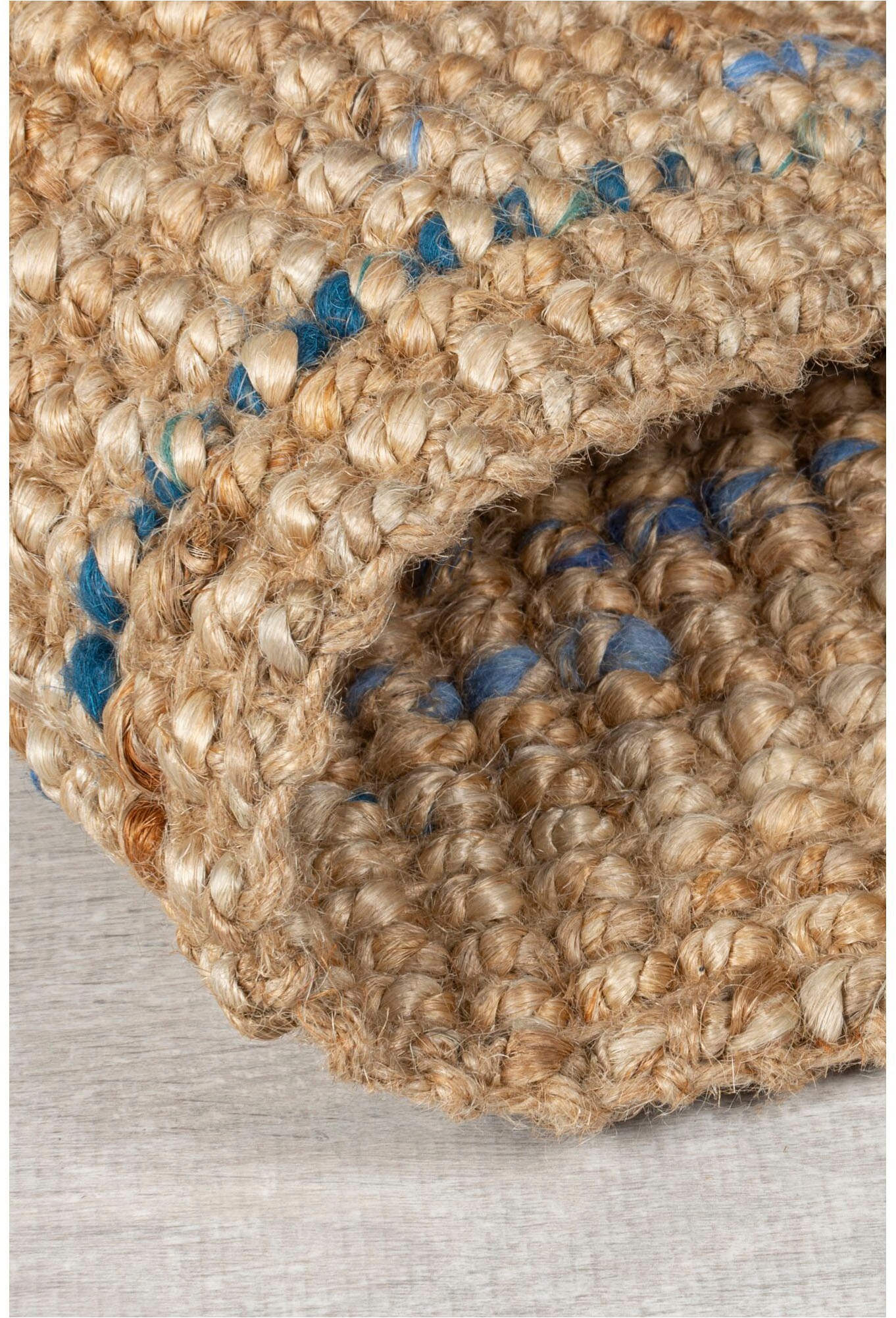 Teppich FLAIR RUGS "Jute Boucle", blau, B:160cm H:7mm L:230cm, Jute, Teppiche, Teppich, aus 100% Jute, mit Fransen, aus Naturfasern 3