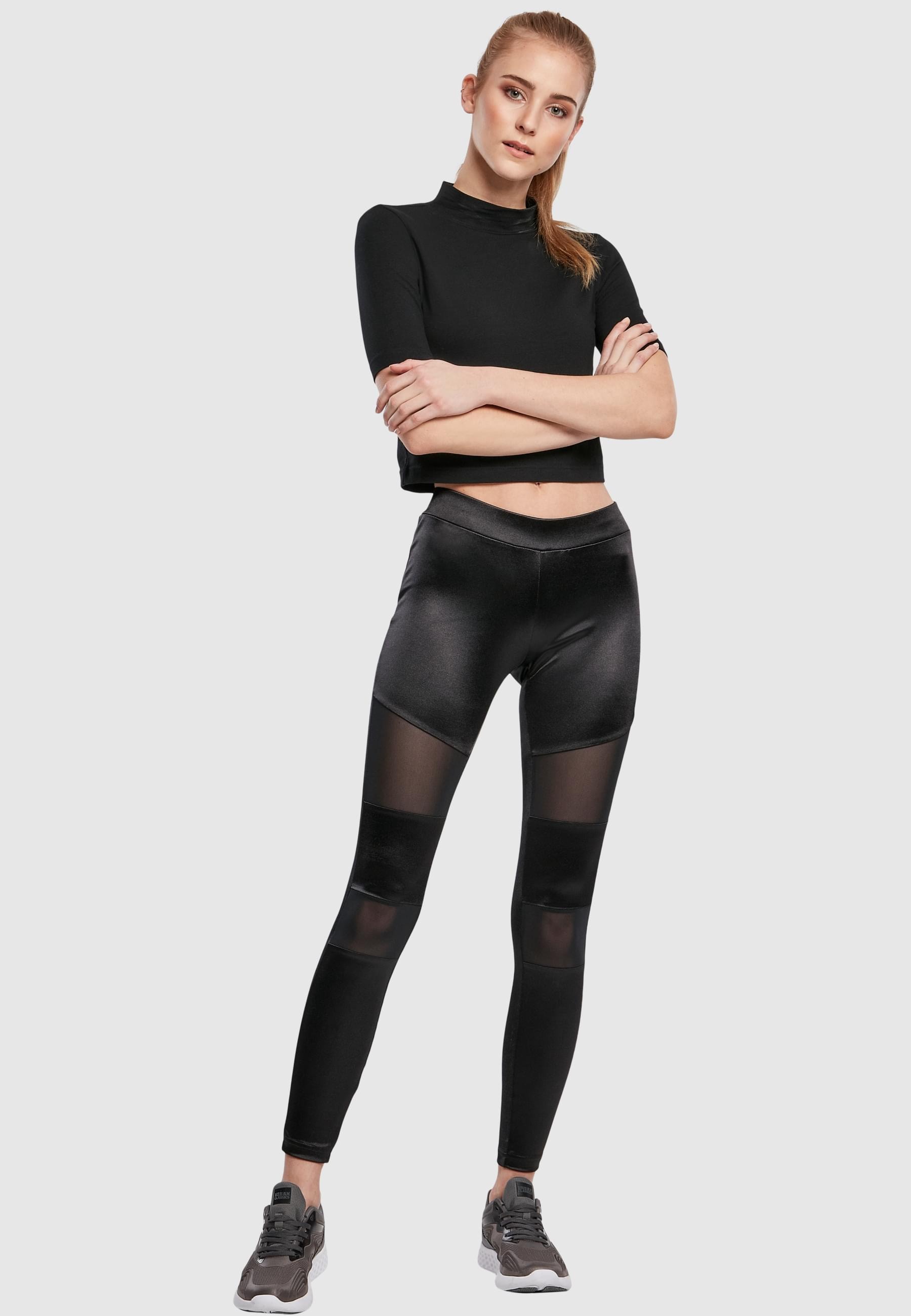 URBAN CLASSICS Leggings »Urban Classics Damen Ladies Shiny Tech Mesh Leggings«, (1 tlg.)