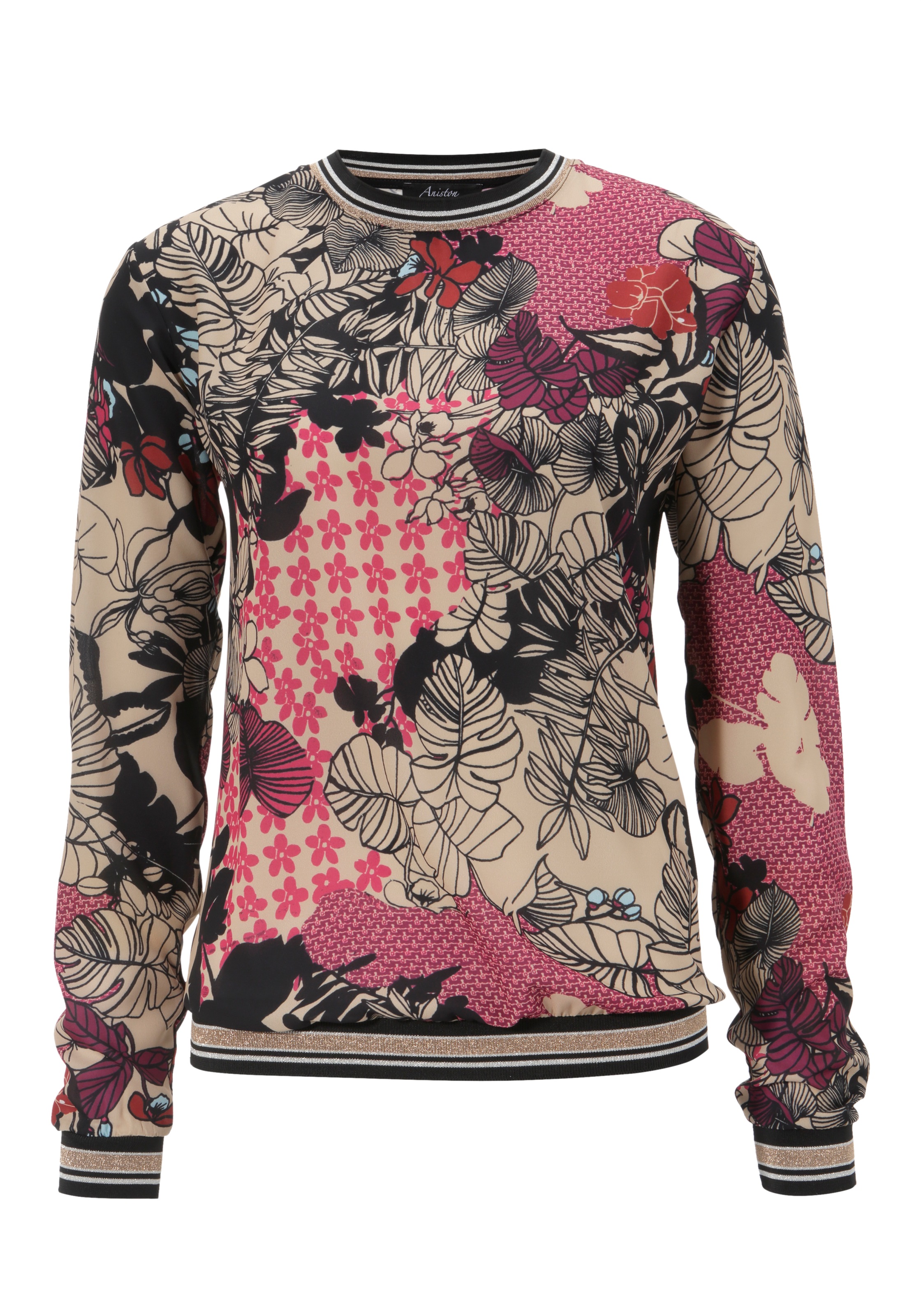 Aniston SELECTED Shirtbluse, mit glitzernden BAUR kaufen modisch, | Bündchen für
