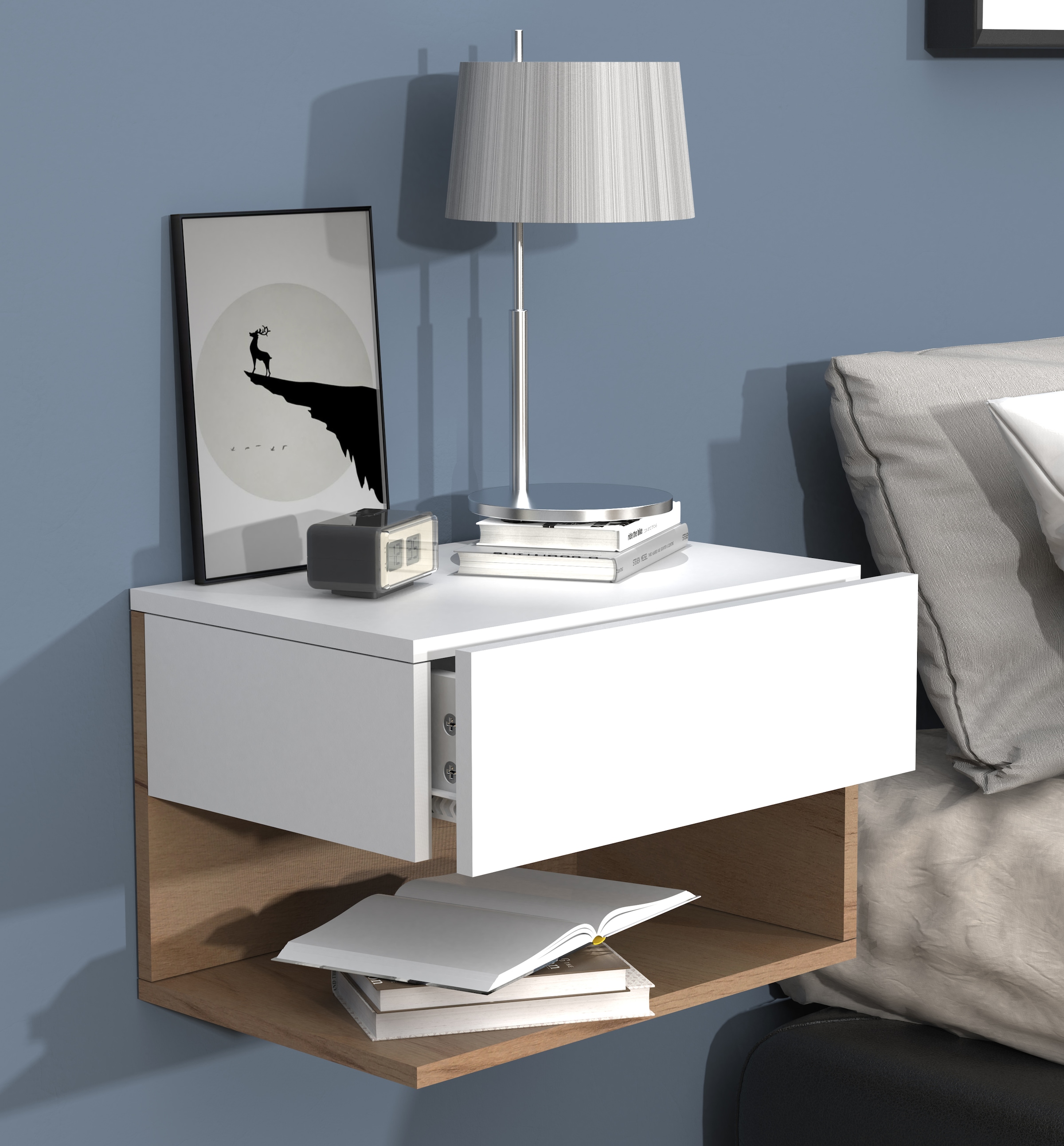 VCM Nachttisch »Wandschublade Wand Hänge Nachttisch Usal XL 45cm« 1 Stk. tlg.