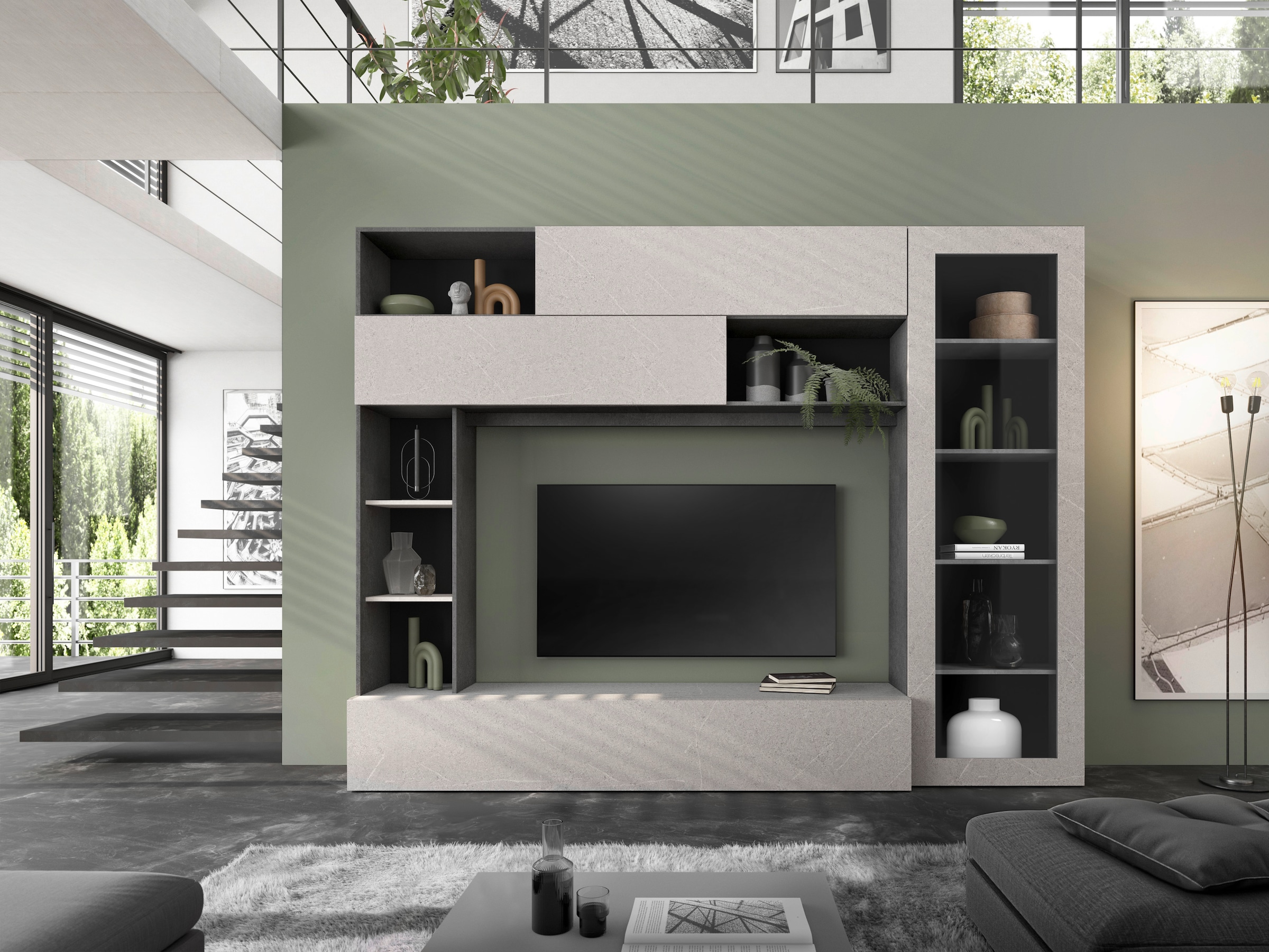 INOSIGN Wohnwand »PRATO, Breite 272 cm, Höhe 210 cm, Kompakt-Wohnwand,«, Mediawand, Schrankwand, moderne u. grifflose Optik, viel Stauraum