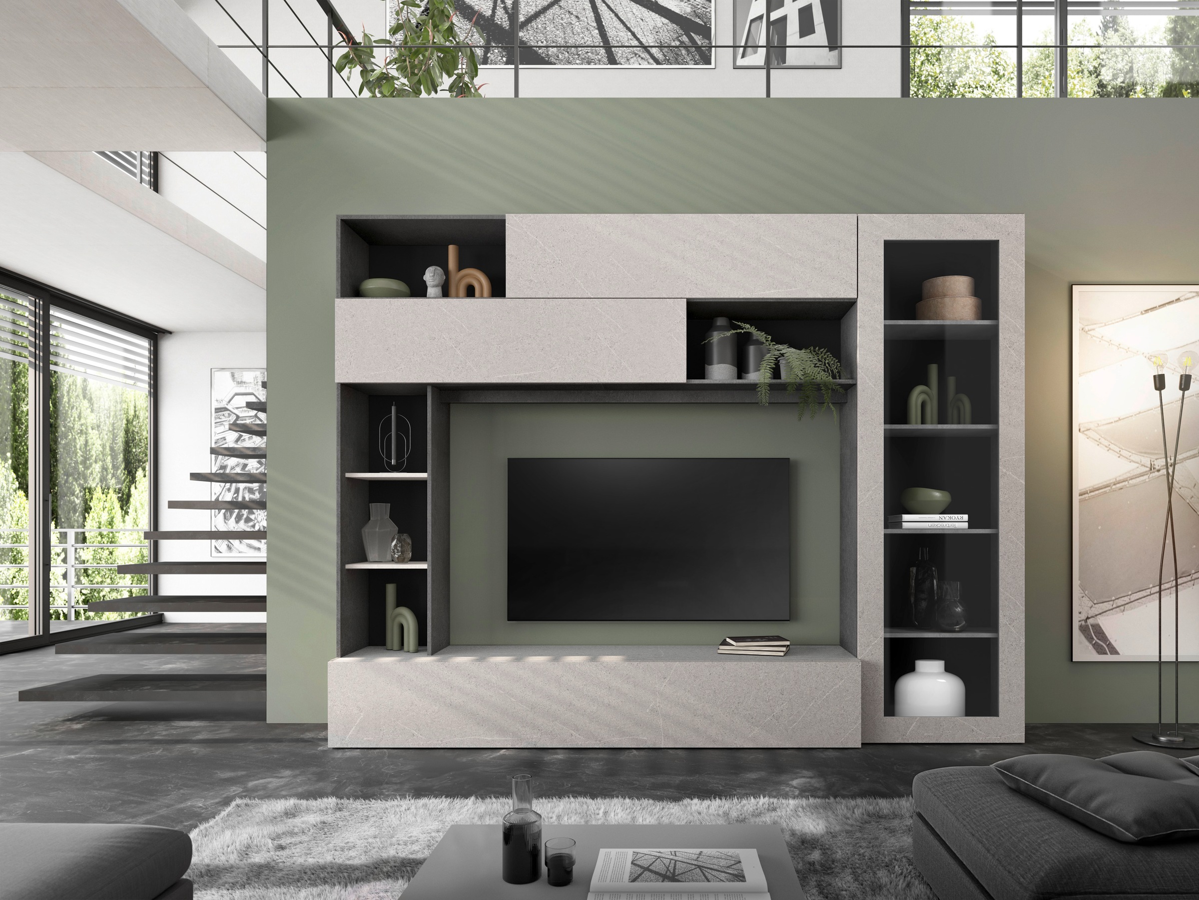 Home affaire Wohnwand "PRATO, Breite 272 cm, Höhe 210 cm, Kompakt-Wohnwand, günstig online kaufen