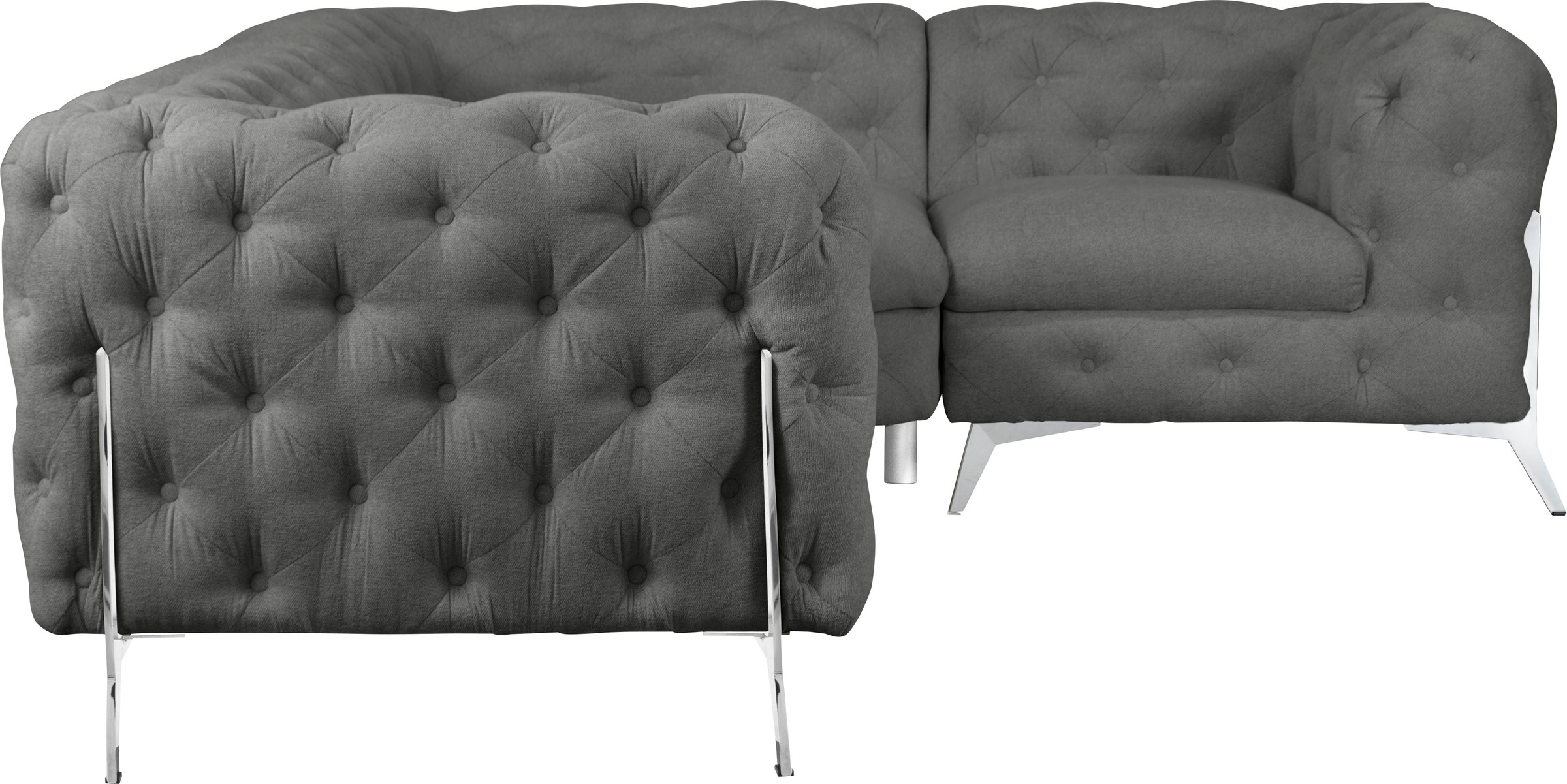 Leonique Chesterfield-Sofa »Amaury L-Form«, moderne Chersterfield-Optik, Breite 262 cm, Fußfarbe wählbar