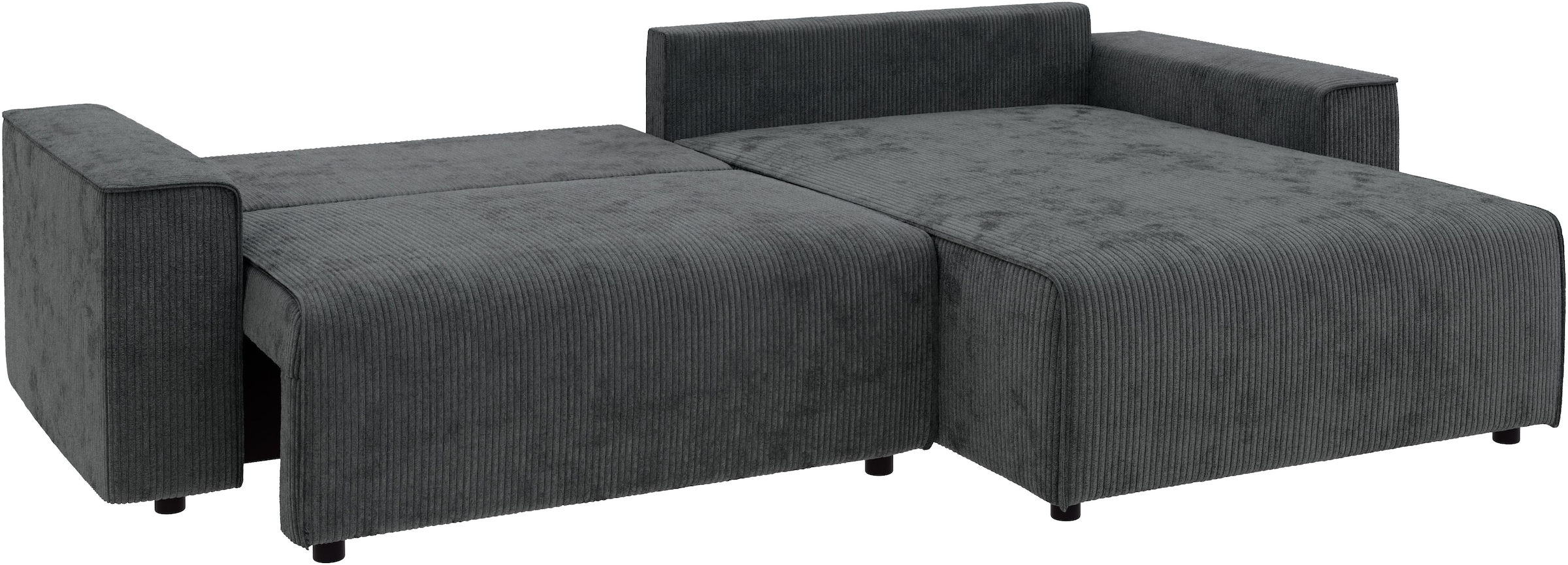 INOSIGN Ecksofa »Chance, Recamiere beidseitig montierbar, Schlaffunktion, Breite 265 cm«, in Cordstoff HYPER, mit Schlaffunktion und Bettkasten