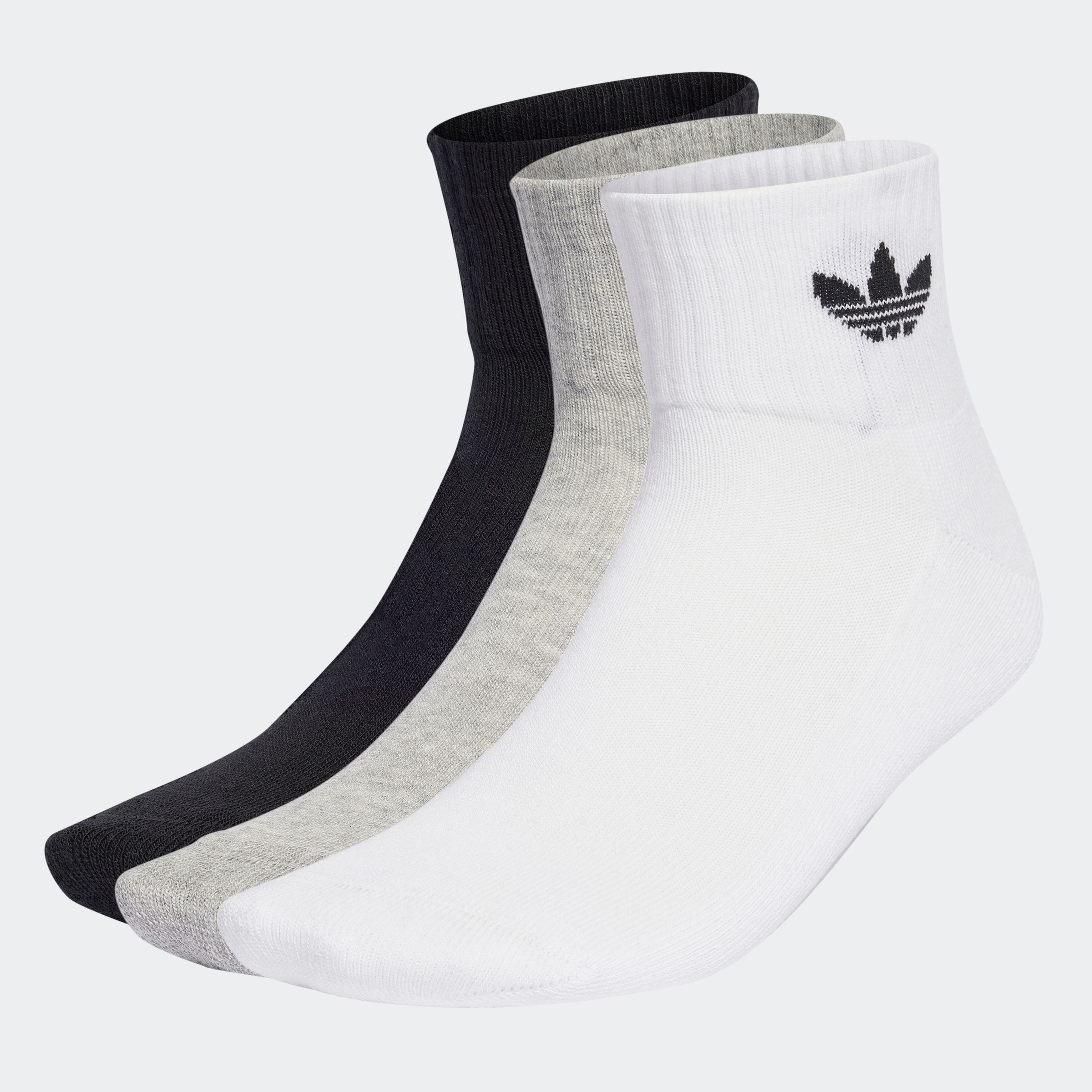 Damen Sportsocken "MID CREW, 3 PAAR", ADIDAS ORIGINALS, Gr. Mweiß, medium grau heather, schwarz, Obermaterial: 65% Baumwolle, 32% Polyester, 2%