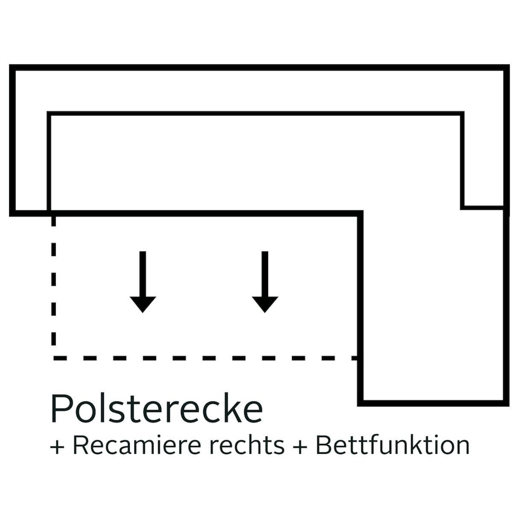 Home affaire Ecksofa »Triplo, Zierkissen, Schlaffunktion, B/T/H: 234/164/89 cm, L-Form«